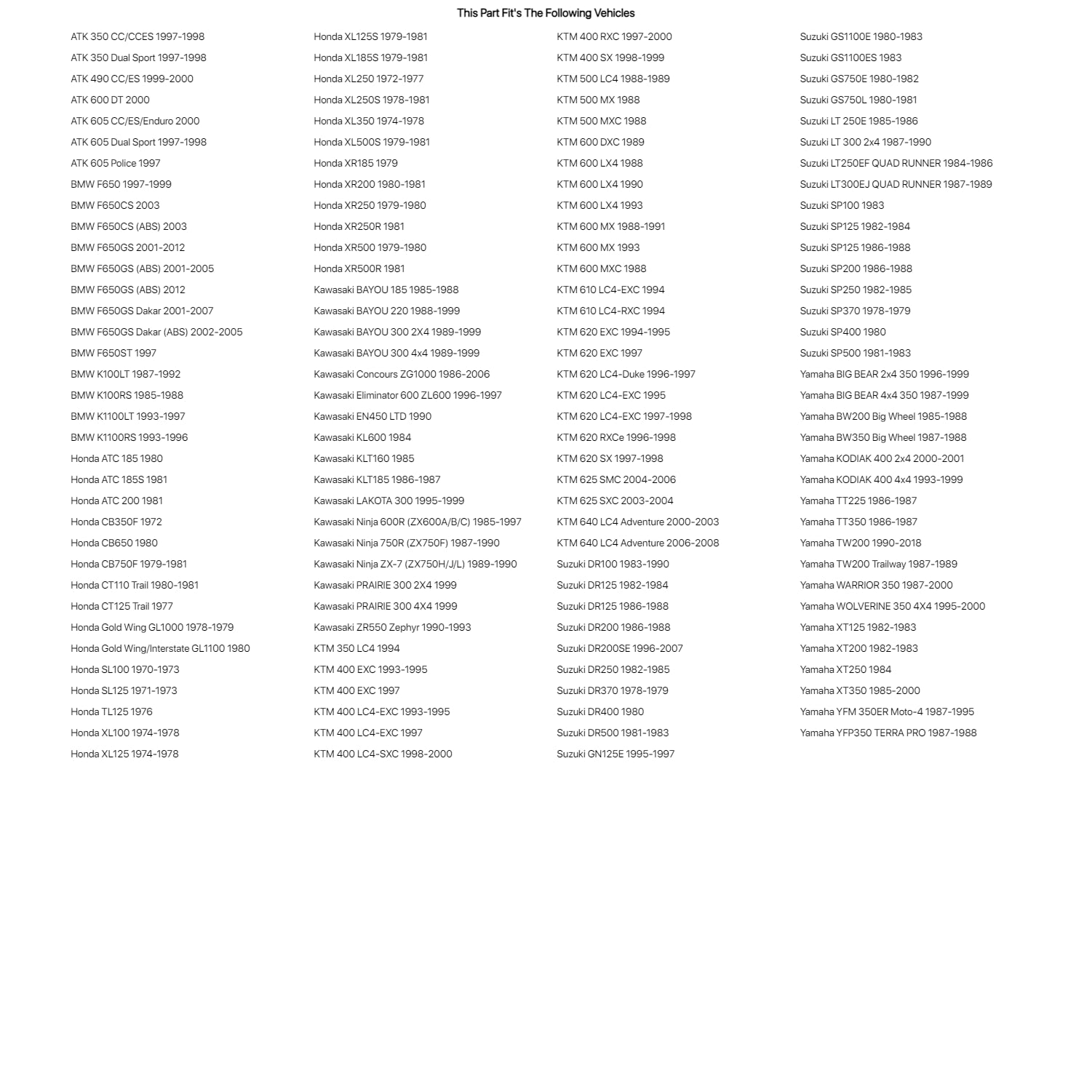 NGK Standard Sparkplug D8EA for Yamaha WARRIOR 350 1987-2000