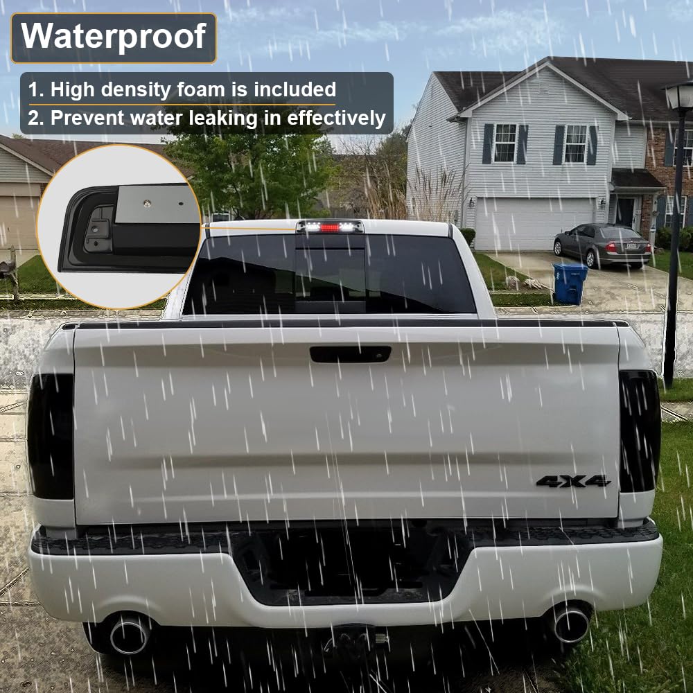 RAVSOFT LED 3rd Third Brake Light Smoked Lens with Seal Gakset For 2009-2018 Dodge Ram 1500 2500 3500 High Mount Stop Lamp Assem