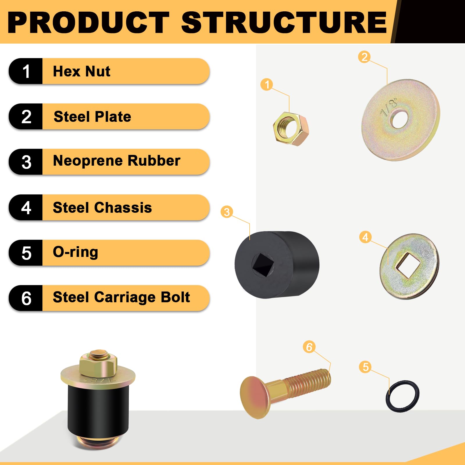 Siptenk 7/8 Freeze Rubber Expansion Plug 8 pcs, Automotive Rubber Expandable Freeze Plugs for Engine