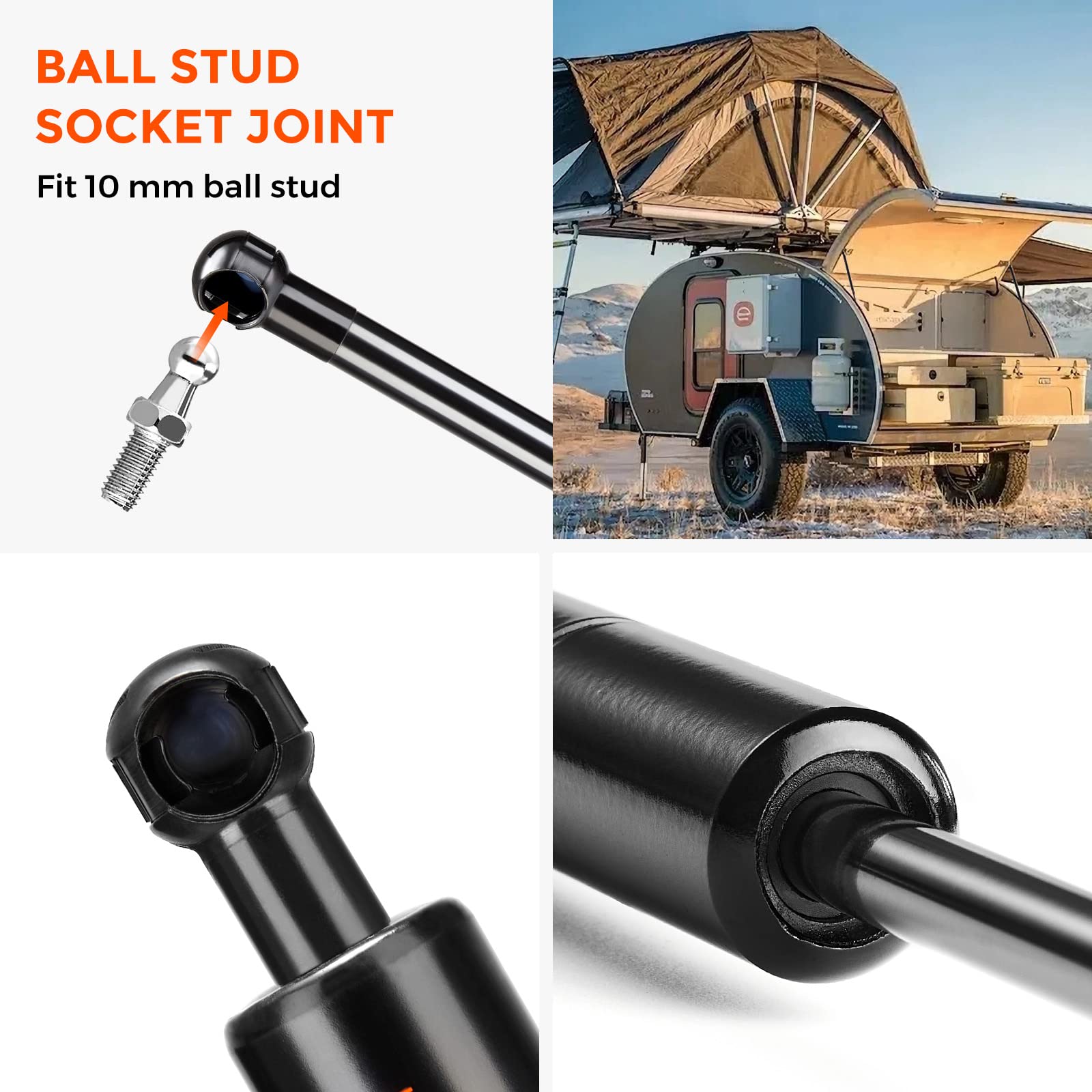 Pamagoo St270M100 27 Inch Gas Strut 100 Lbs 445 N Per Shock, 27'' Gas Spring Prop Lift For Trailer Hatch Door Truck Undercover T