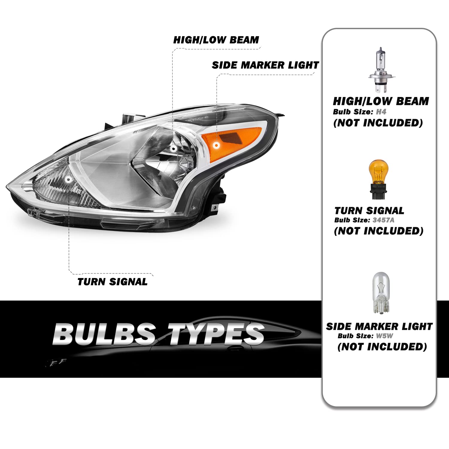 Sockir Headlight Assembly Compatible With 2015-2019 Nissan Versa Oem Style Halogen Headlamp Replacement Left Driver Side