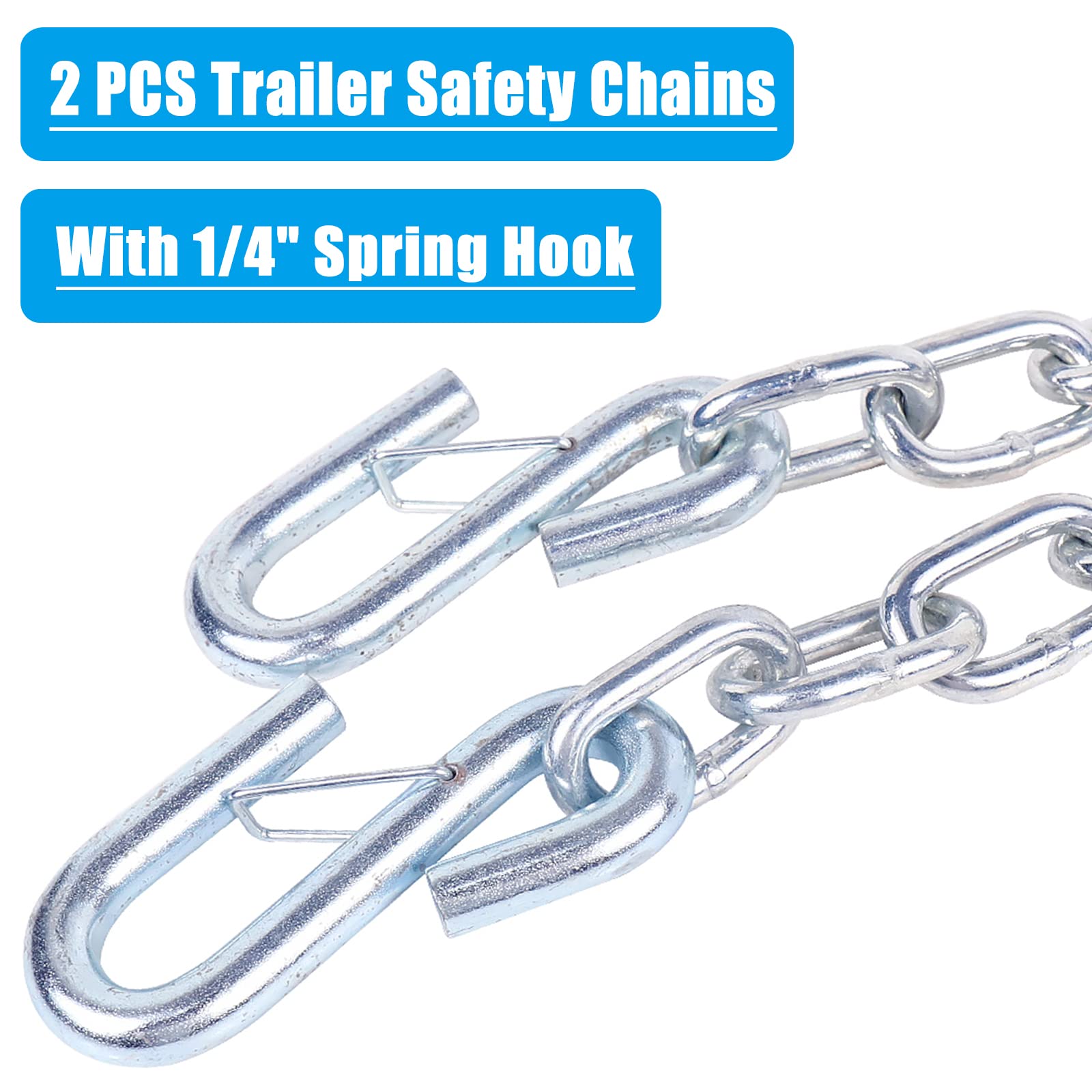 Tnyeobae 48 '' Trailer Safety Chain With 1/4 '' Spring Hook,Grade-30 Metal Safety Chain Kit 3500 Lbs (Pack Of 2)