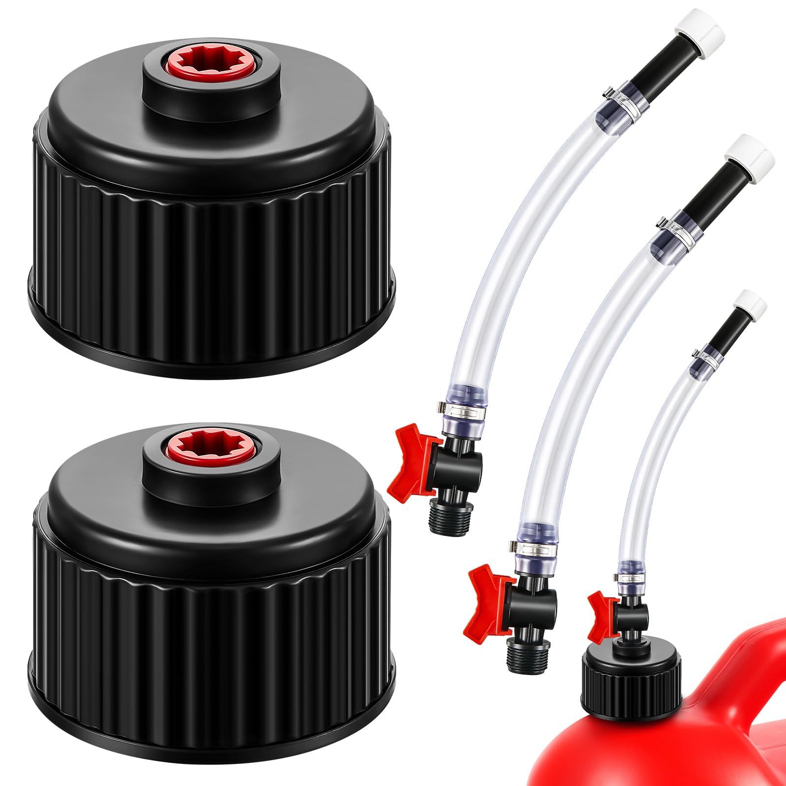 Fabbay 4 Pieces Fuel Filler Jug Hose Racing Fuels Replacement Cap LC2 fuel jug hose Gas Can Cap for 5 Gallon Gas Jug Fuel Tank (