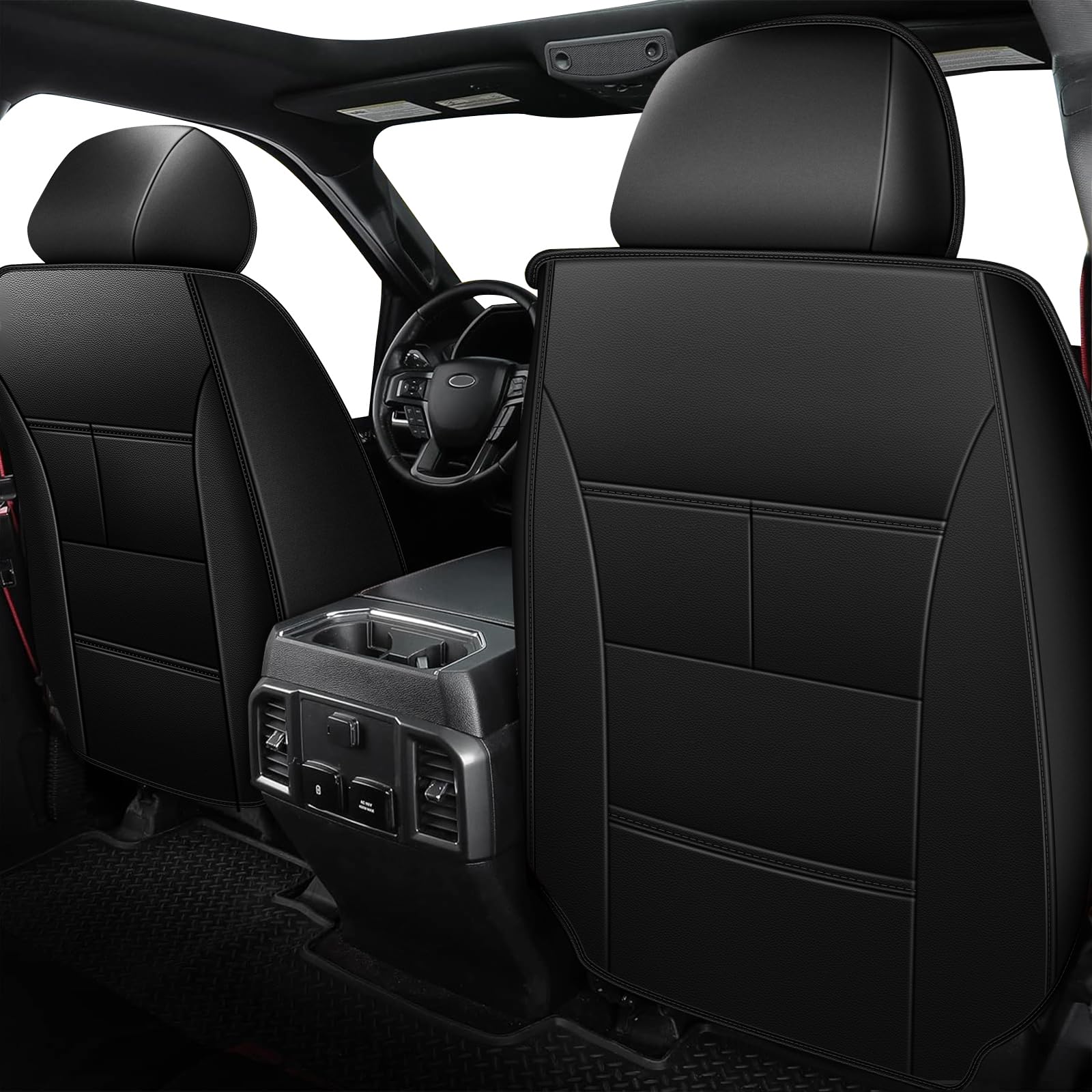 Jiamaoxin Seat Covers For Ford F150 2009-2024 2025 - F250/F350/F450 2017-2024 2025: 5 Seat Full Set Faux Leather Truck Seat Cove