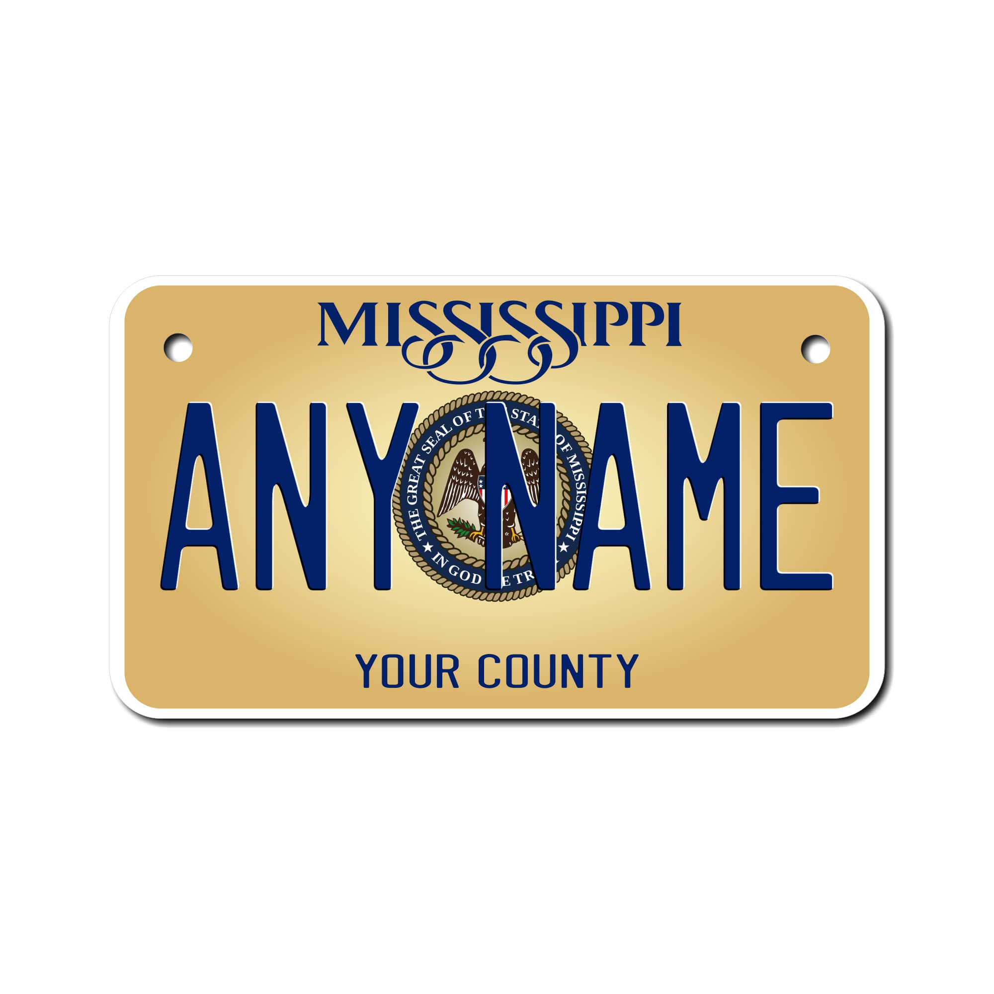 Teamlogo - Personalized Mississippi License Plate - Custom Aluminum Name, Text, Number Plate - Customized Golf Cart Accessories,
