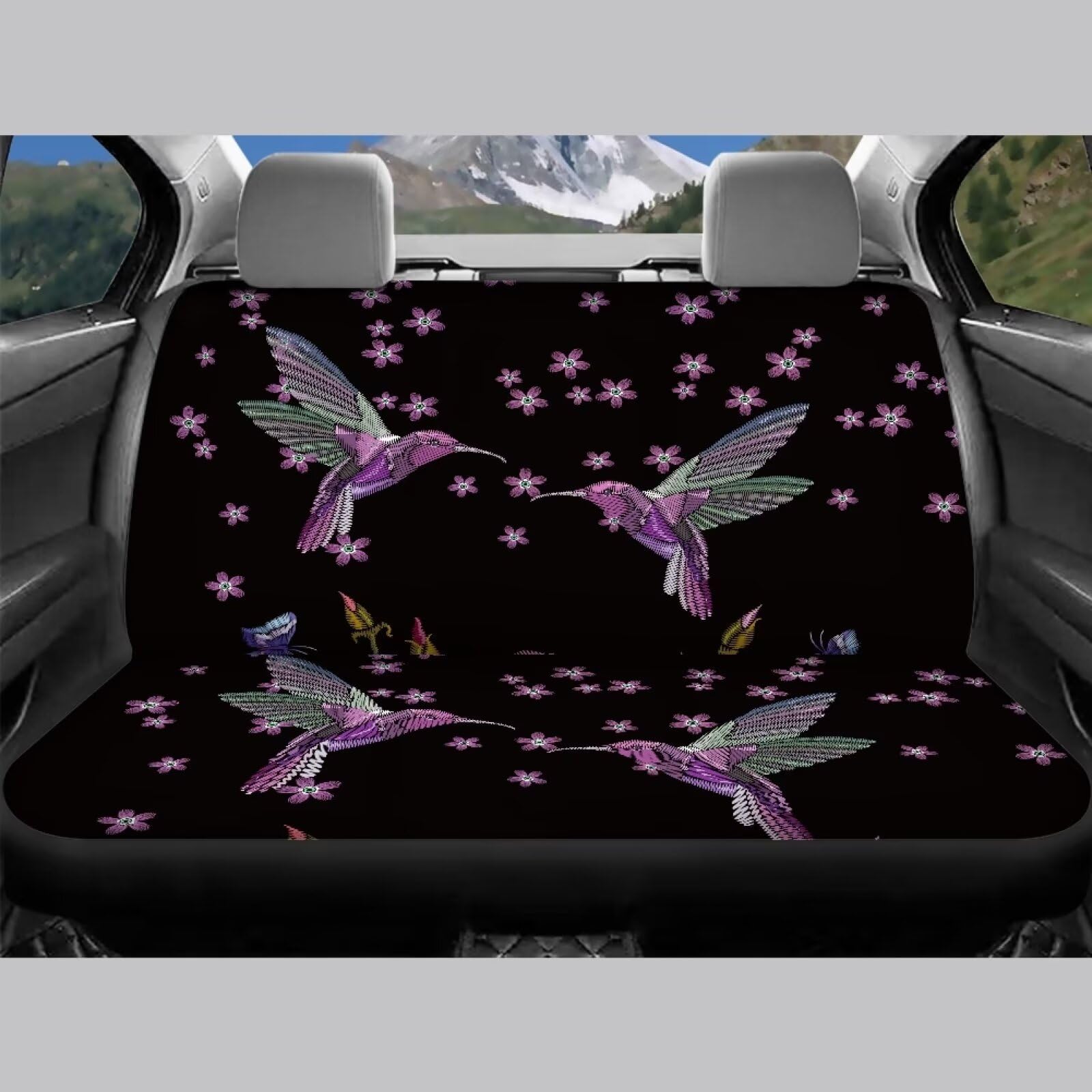 Tomeusey Hummingbird Floral Car Seat Covers Full Set Auto Seats Protector Universal Fit for Truck Sedan SUV Breathable Vehicle 2