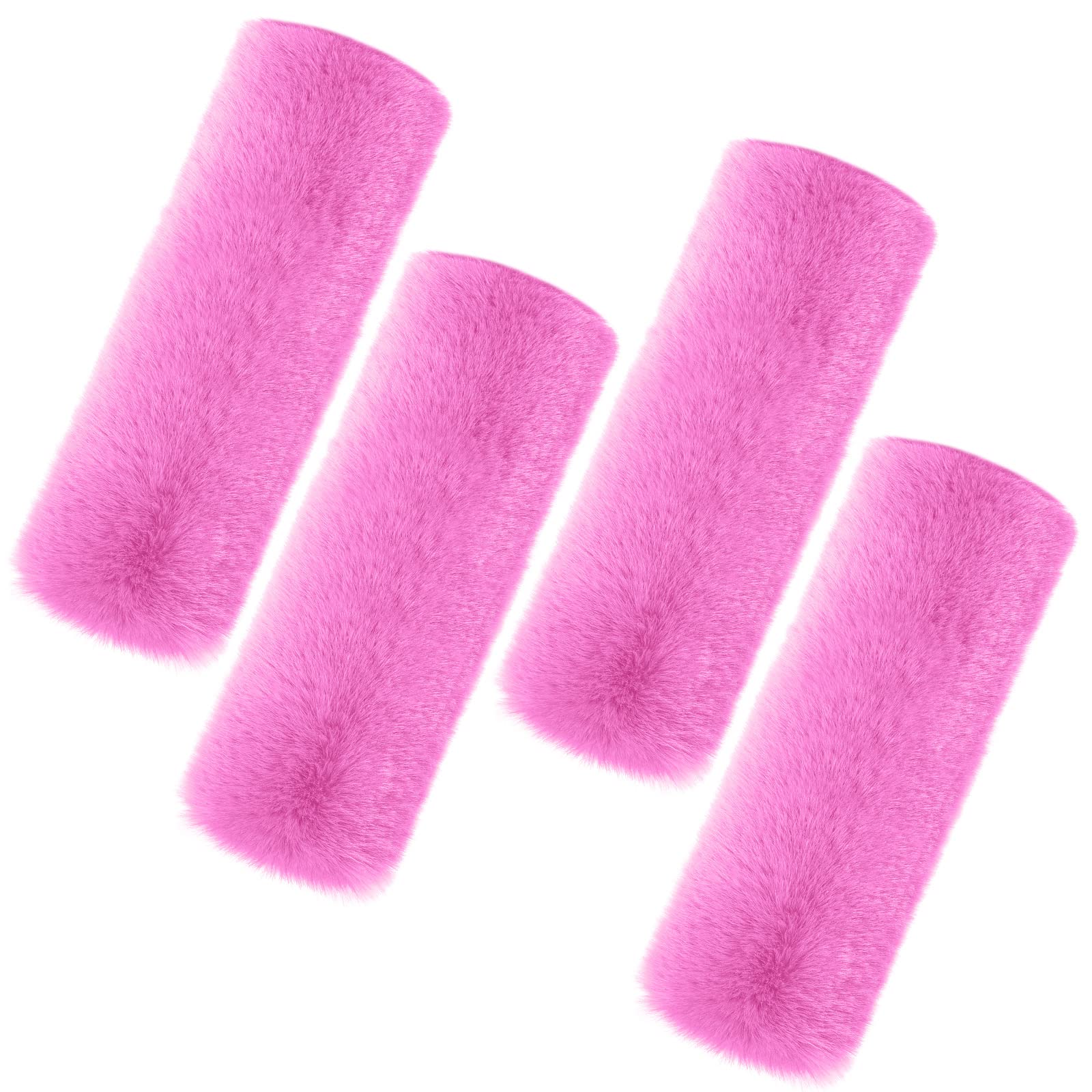 Boao 4 Pack Faux Sheepskin Car Seat Belt Pads Seatbelt Protector Soft Seat Belt Shoulder Strap Cover Comfort Harness Pad(Pink, 9
