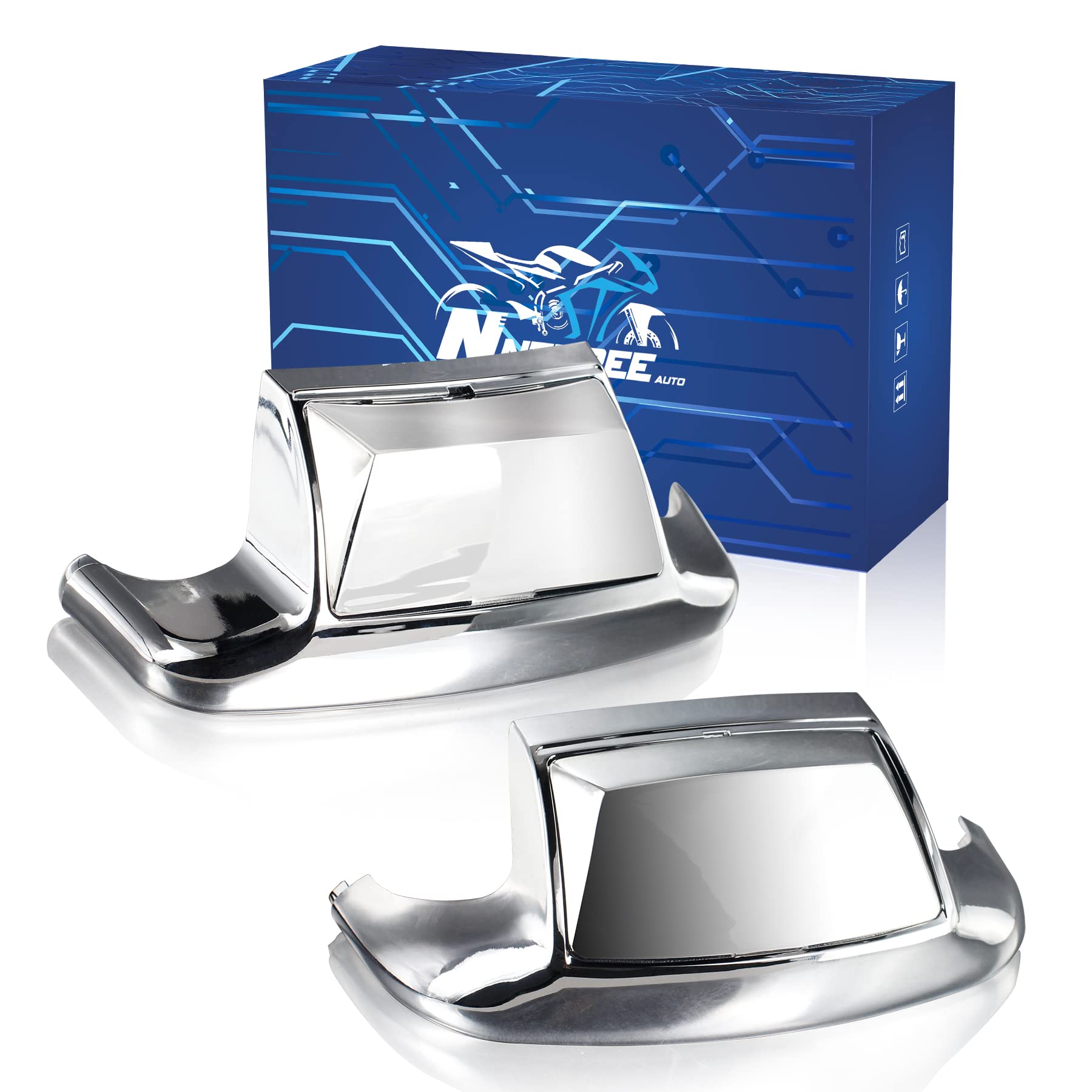 Nthreeauto 2Pcs Front Rear Led Fender Light Chrome Fender Tip Tail Lights Compatible With Harley Road King Electra Glide Ultra C