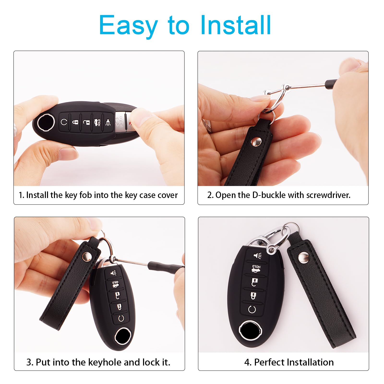 Koaudb Silicone Rubber Key Fob Cover Compatible With Accessories Altima Rogue Sentra Pathfinder Armada Maxima Murano 5 Buttons C