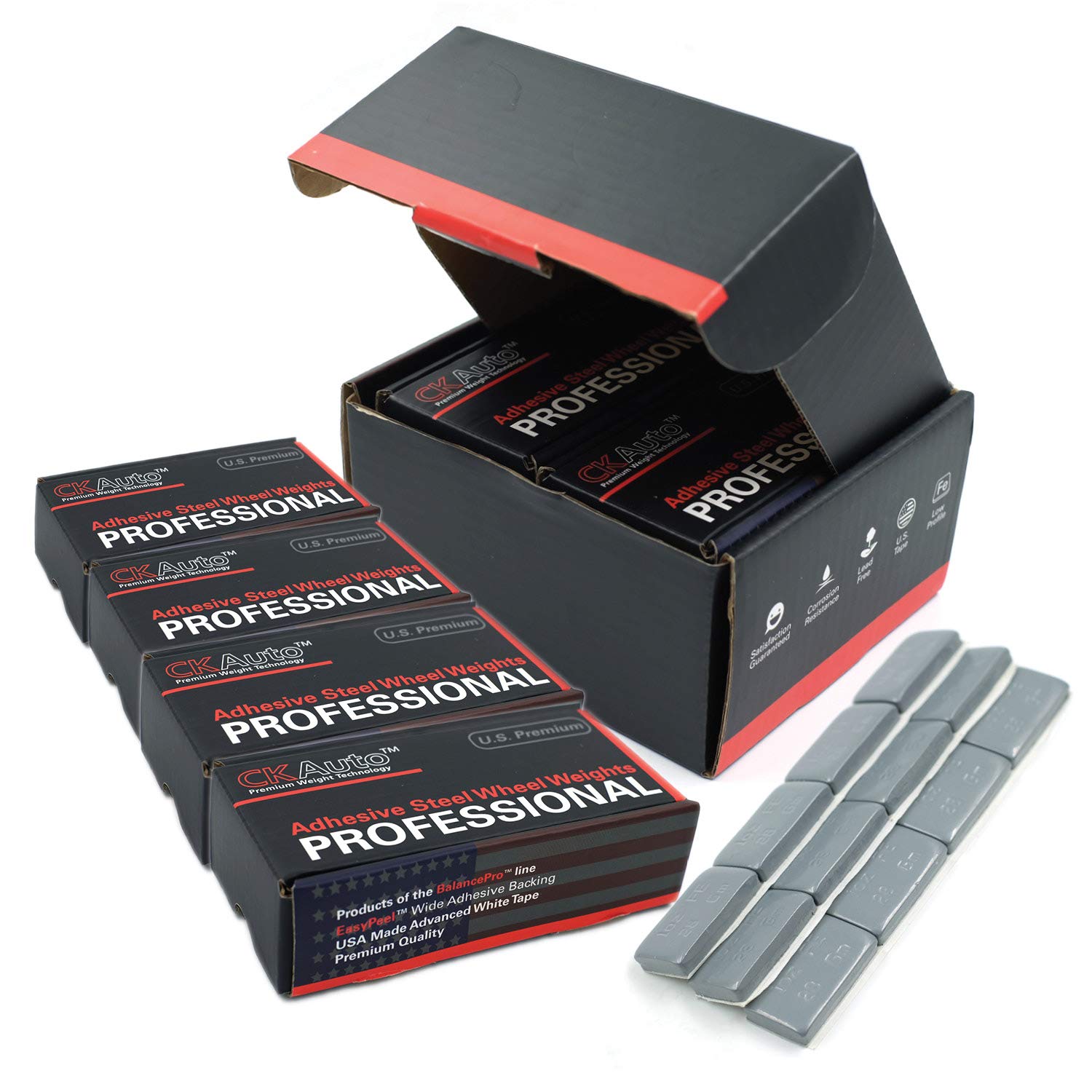 Ckauto 4 Boxes, 288 Pcs, 1Oz, Grey, Adhesive Stick On Wheel Weights,Easypeel Tape, 72 Oz/Box, Us Quality