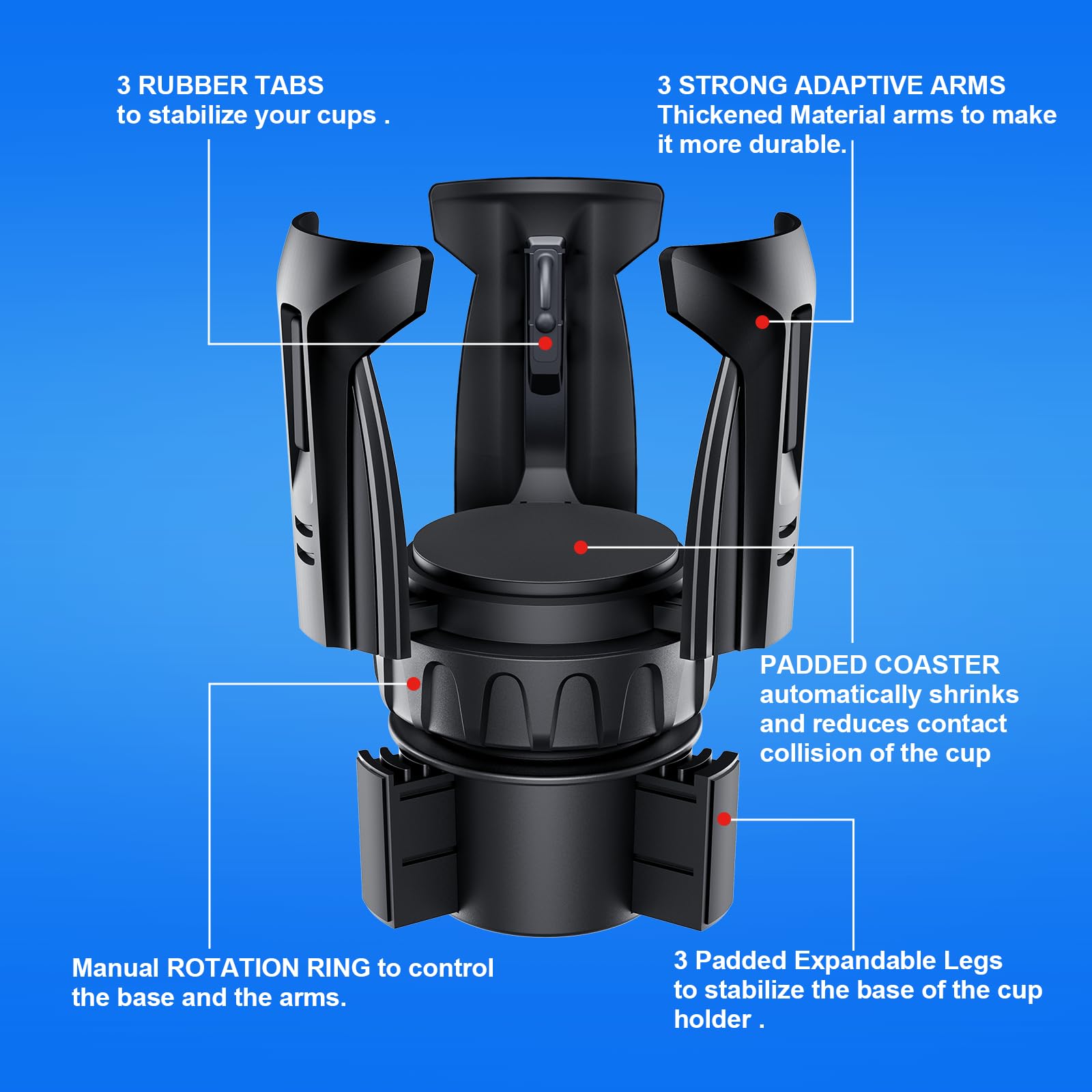 Cup Holder Expander, Automatic Car Cup Holder Expander Holds Large Water Bottles, For Yeti, Stanley, Owala Travel Tumbler & Mugs