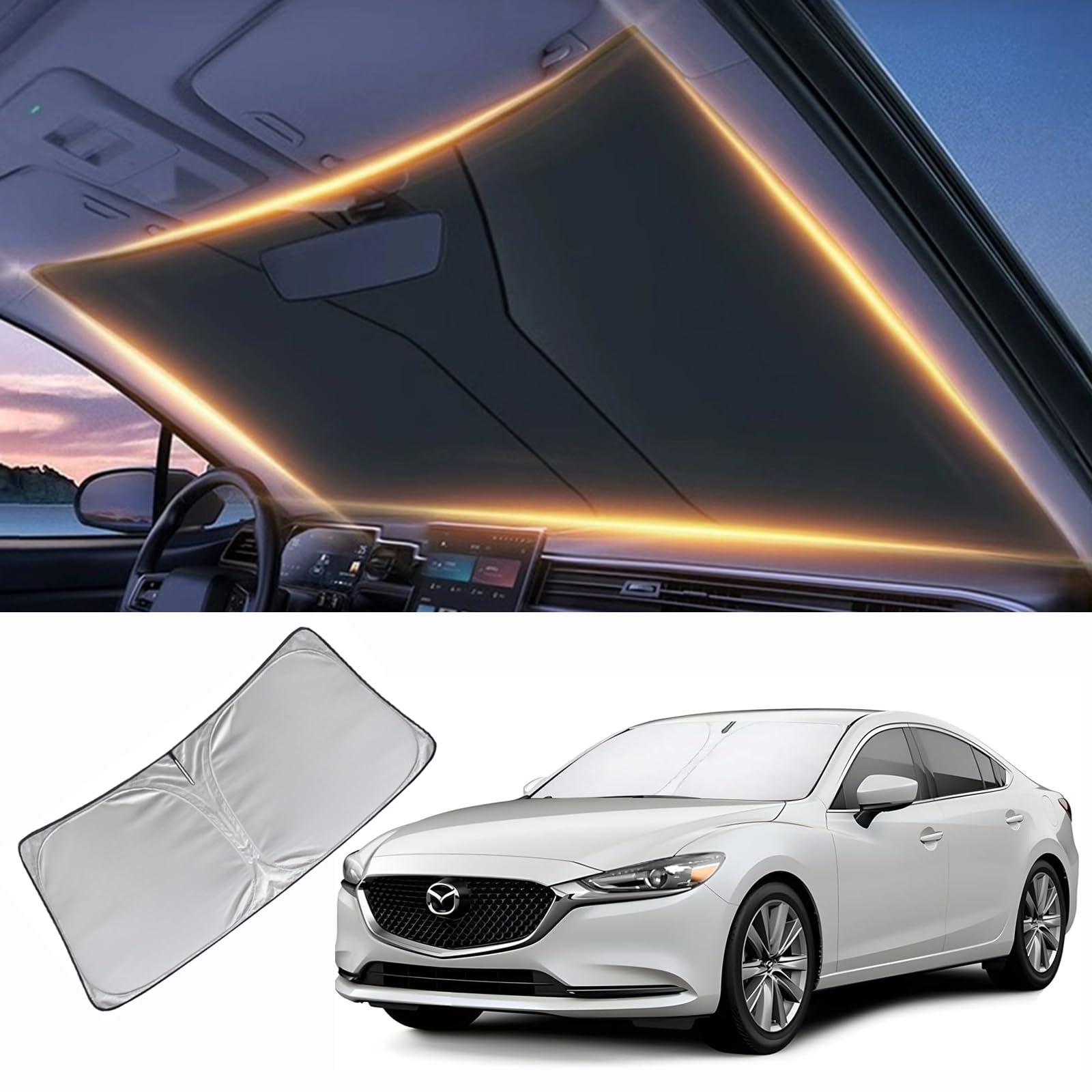 Windshield Sun Shade For Mazda 6 Front Window Shades Cover For 2014-2021 Mazda 6 Windshield Sun Visor Protector Car Accessories