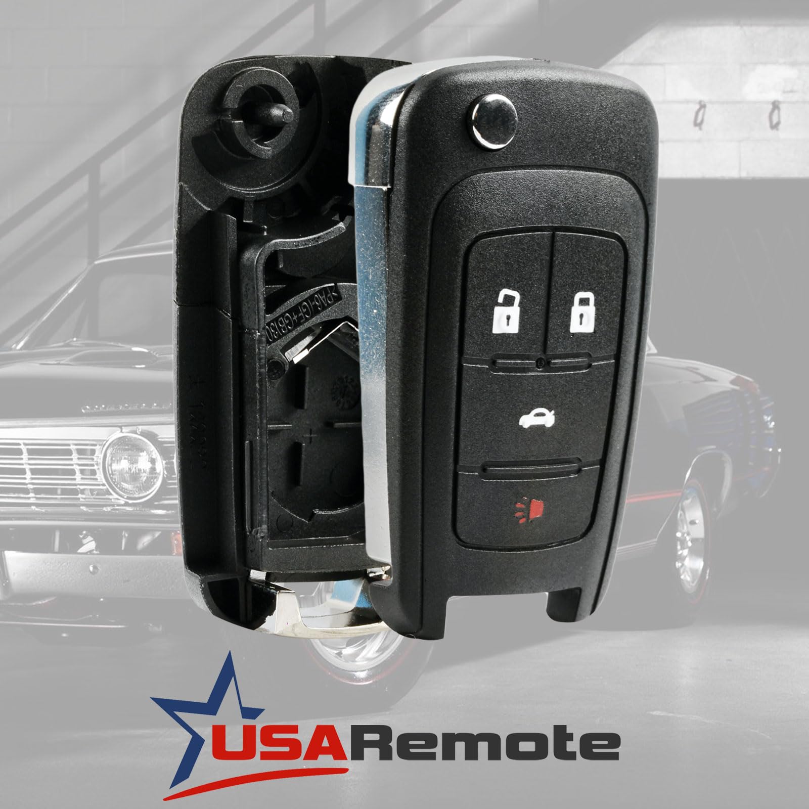 Key Fob Keyless Entry Remote Flip Shell Case & Pad fits Buick, Chevy, GMC