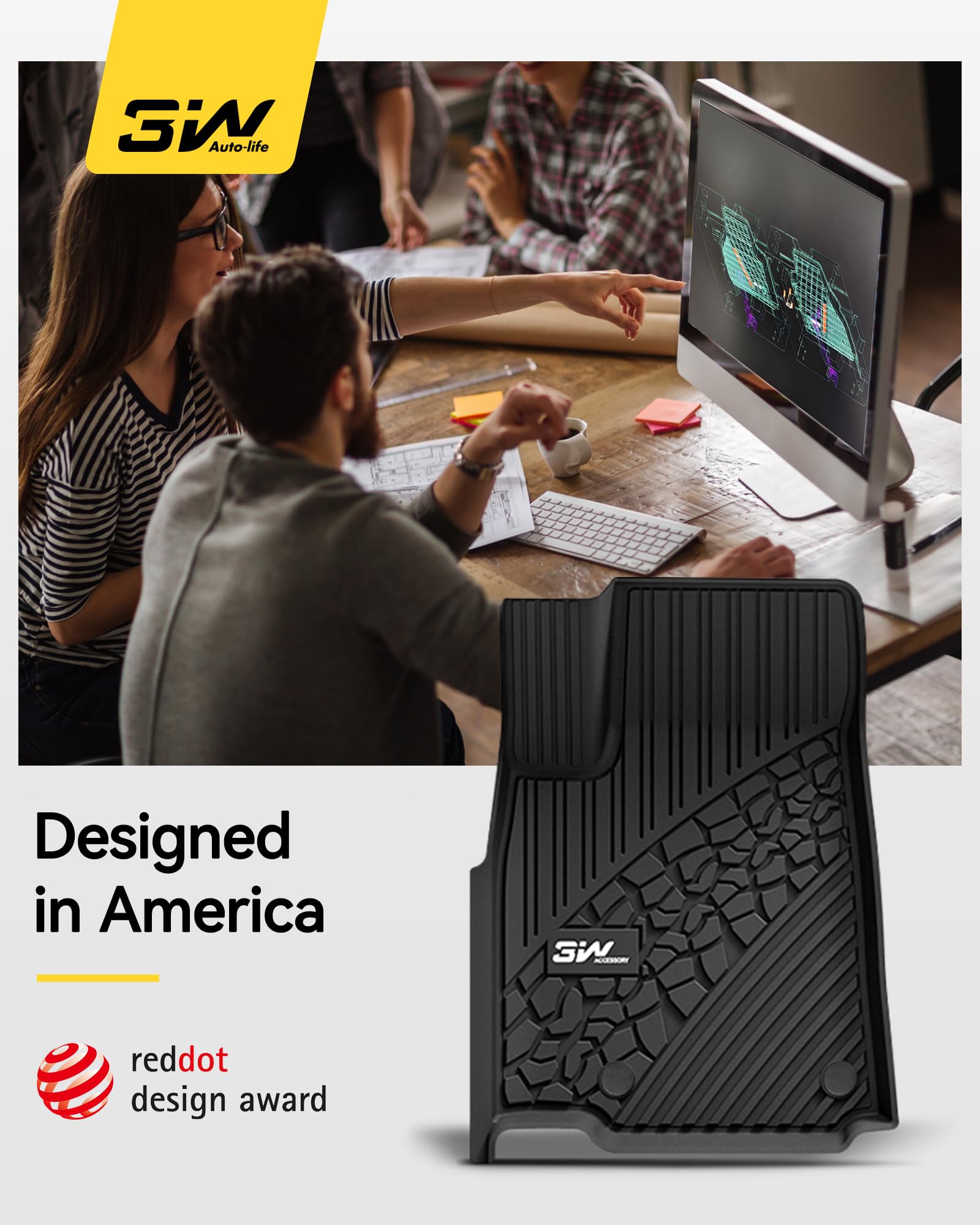 3W Floor Mats Fit For 2022-2025 Jeep Grand Cherokee (Non L Or Wk) Tpe All Weather Custom Fit Floor Liner 1St And 2Nd Row Full Se