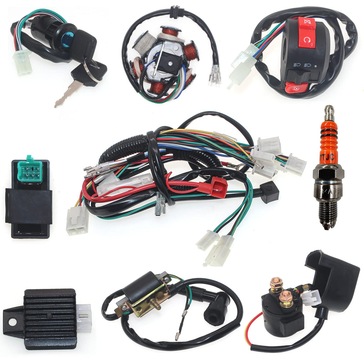 Wire Harness Complete 6 Coil Stator Cdi Wiring Harness For 49Cc 50Cc 70Cc 90Cc 110Cc 125Cc 150Cc Gy6 Taotao Kazuma Baja Atv Dune Buggy Go Kart Scooter Pit Bike Quad Moped 4 Stroke Engine Harness