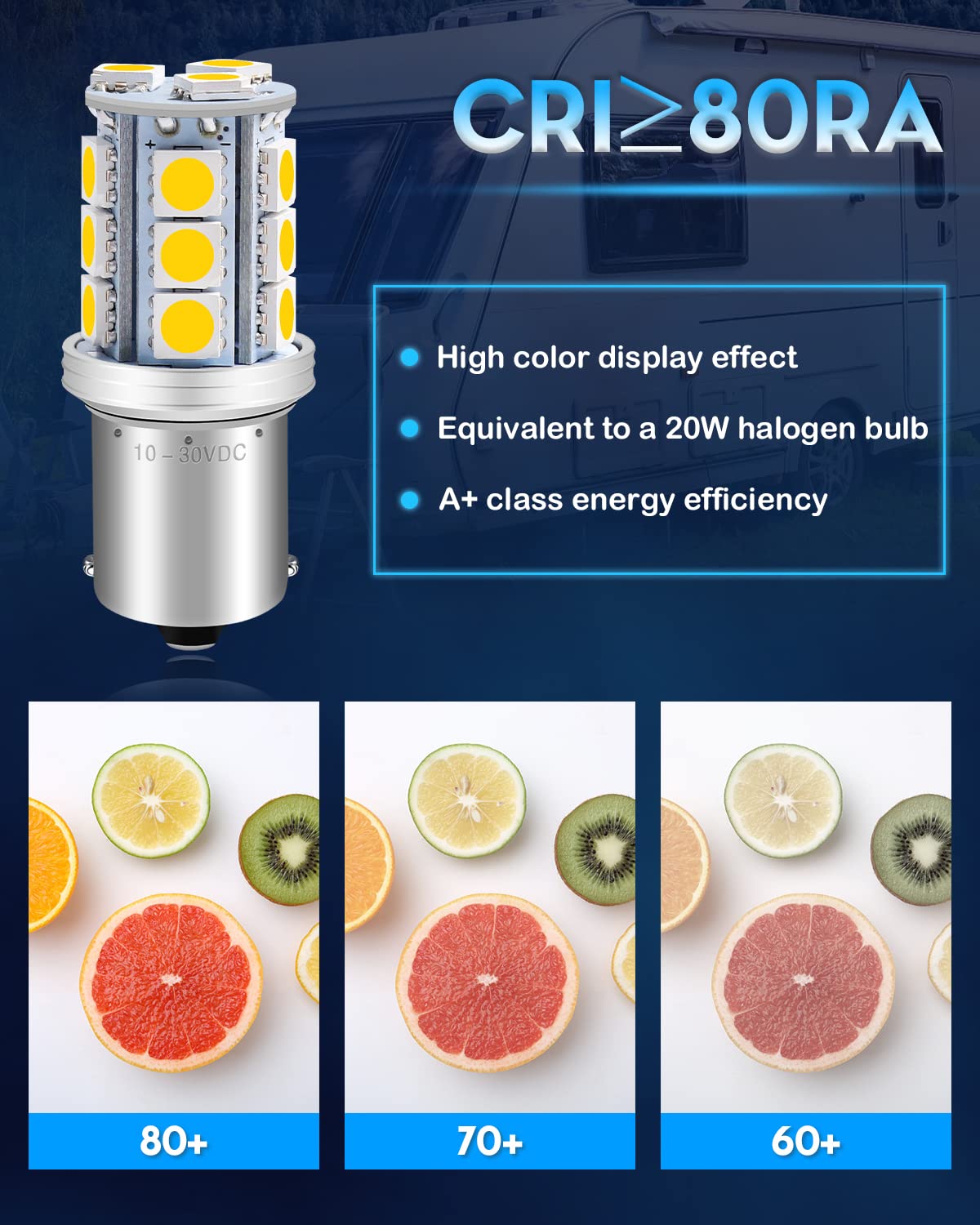 Qoope 1156 1141 Led Bulb 10V-30V Ac/Dc Super Bright Warm White 1073 7506 Ba15S Replacement Bulbs For Rv Camper Travel Trailer Ma