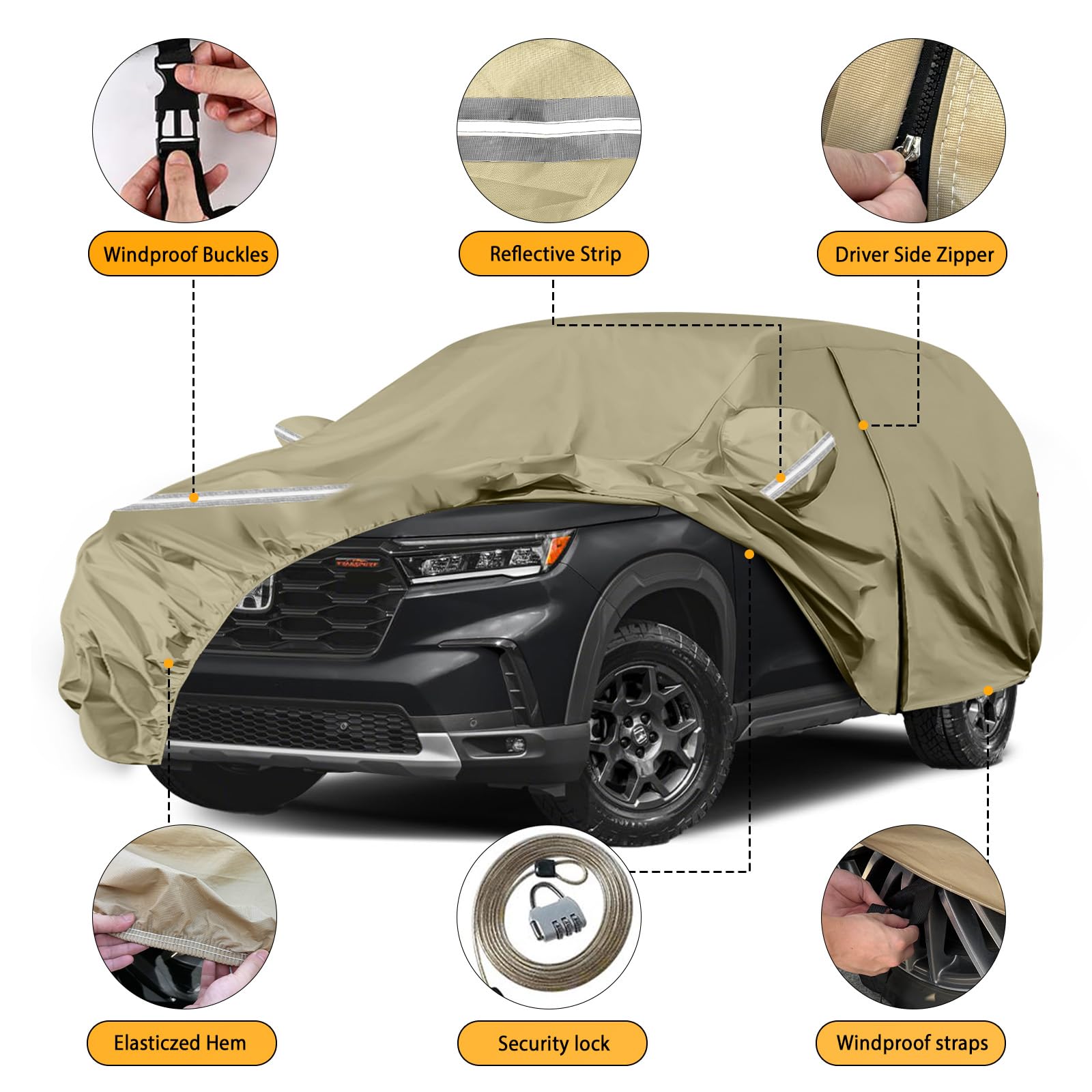 Waterproof Car Covers Replace for 2002-2025 Honda Pilot, Multilayer Heavy Duty with Cotton Liner All Weather Custom-fit Car Cove