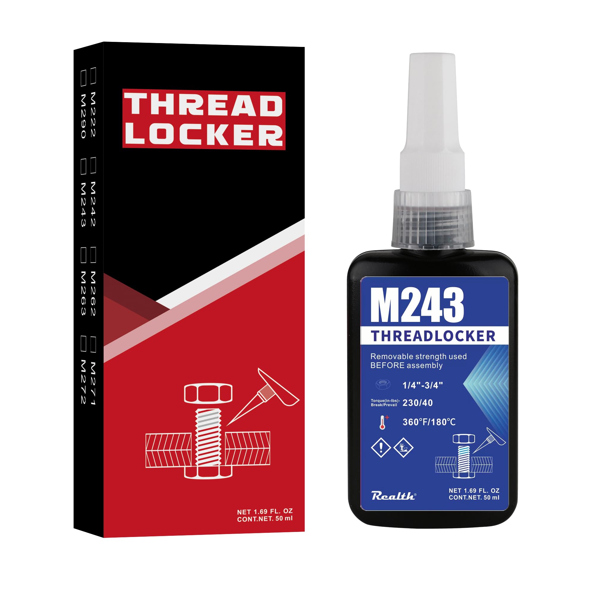Threadlocker Blue 243 - Removable Thread Locker, Medium Strength Thread Locking Sealants 50Ml For Bolts, Nuts Lock Tight, Anaero