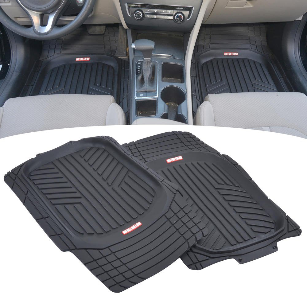 Bdk Flextough Contour Liners - Deep Dish Heavy Duty Rubber Floor Mats For Car Suv Truck & Van - All Weather Protection (Deep Dish 2)