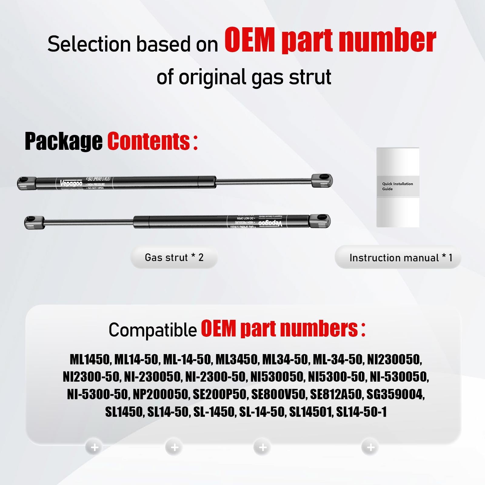 Vepagoo Gas Struts 20 Inch 50lbs/222N Shocks Spring Lift Support for RV Bed Camper The Door Tonneau Cover Mattress Travel Traile