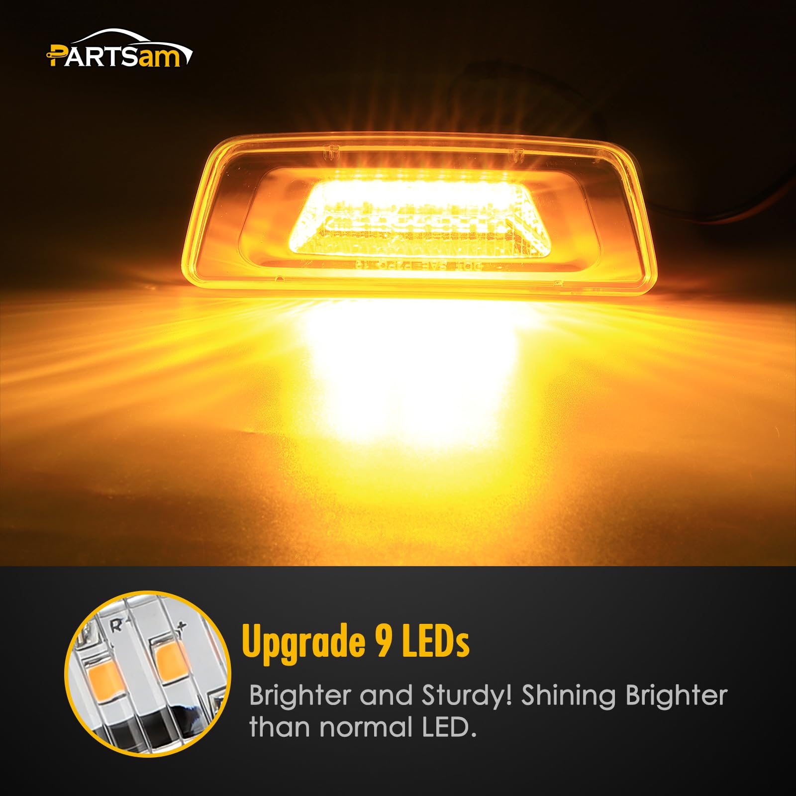 Partsam 2Pcs Replacement For Kenworth T680 T880 And Peterbilt 576 Led Side Marker Turn Signal Lights Assemblies Amber Clear Lens