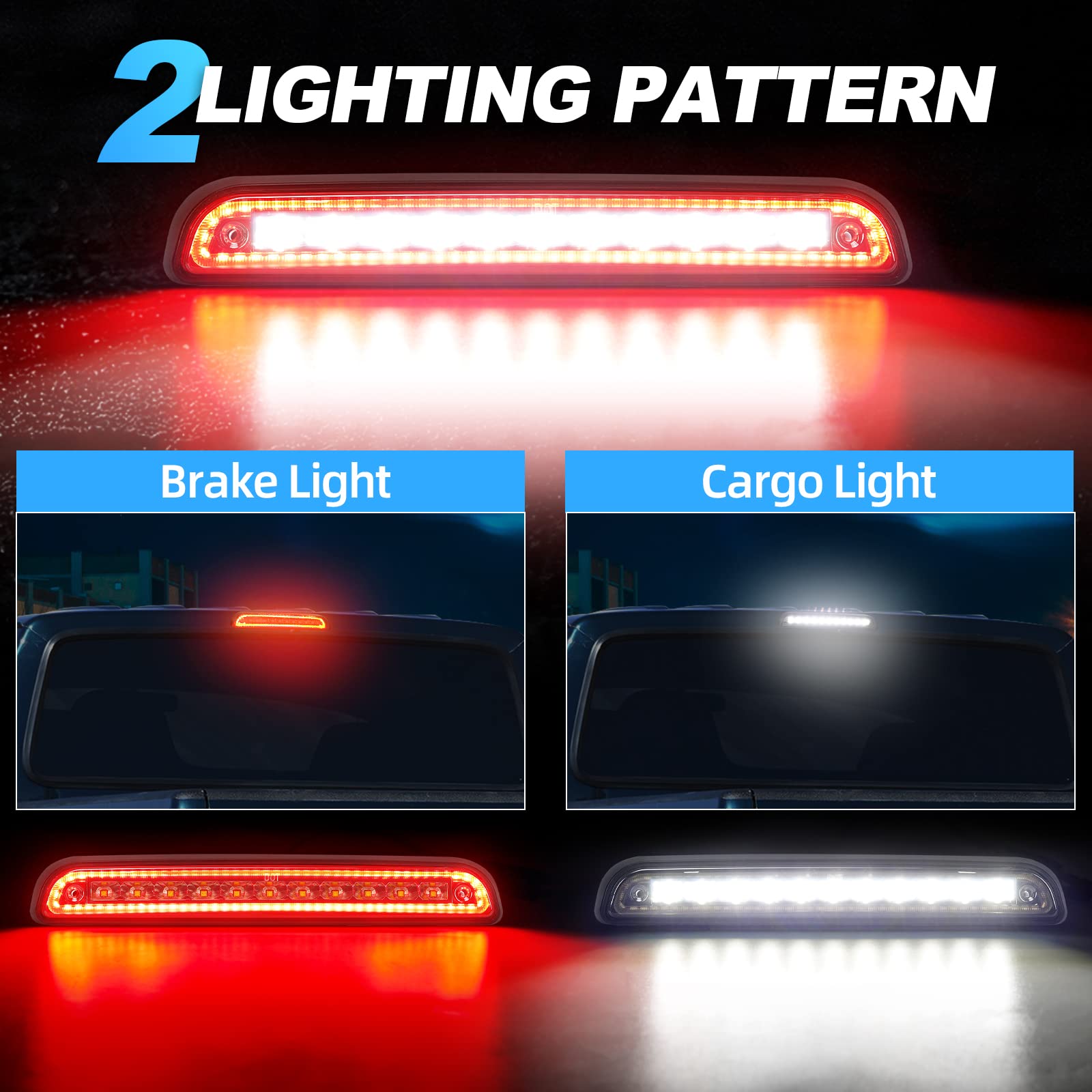 Suparee Led Third Brake Light Smoked Lens Fit For 1992 1993 1994 1995 1996 1997 F-Ord F150 F250 F350 Super Duty Bronco, 3Rd Brak