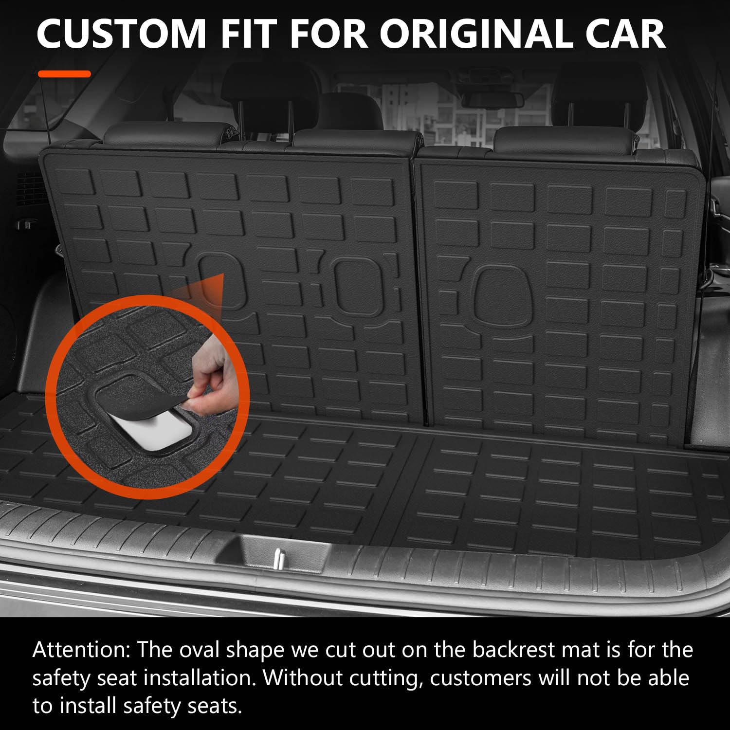 Powoq Cargo Liner Compatible With 2020-2025 Hyundai Palisade Backrest Mat Tpe Behind 3Rd Row Replacement For 2020 2021 2022 2023 2024 2025 Hyundai Palisade Accessories (Trunk Mat With Backrest Mat)