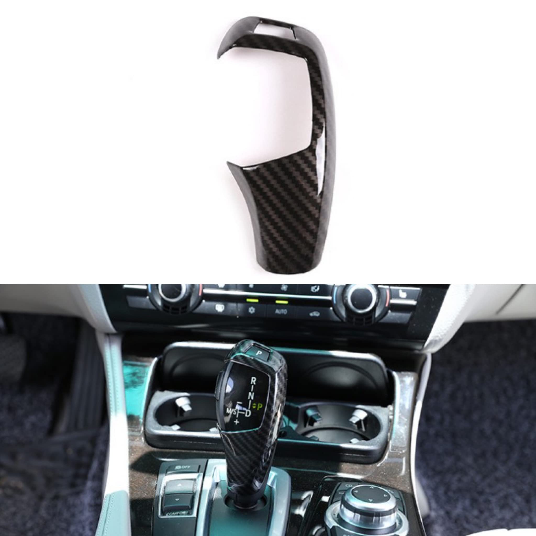 Mcb-Tunning Abs Carbon Fiber Look Gear Shift Knob Trim Cover Fit For Bmw 3 4 Series X3 X4 X5 X6 F10 F30 F32