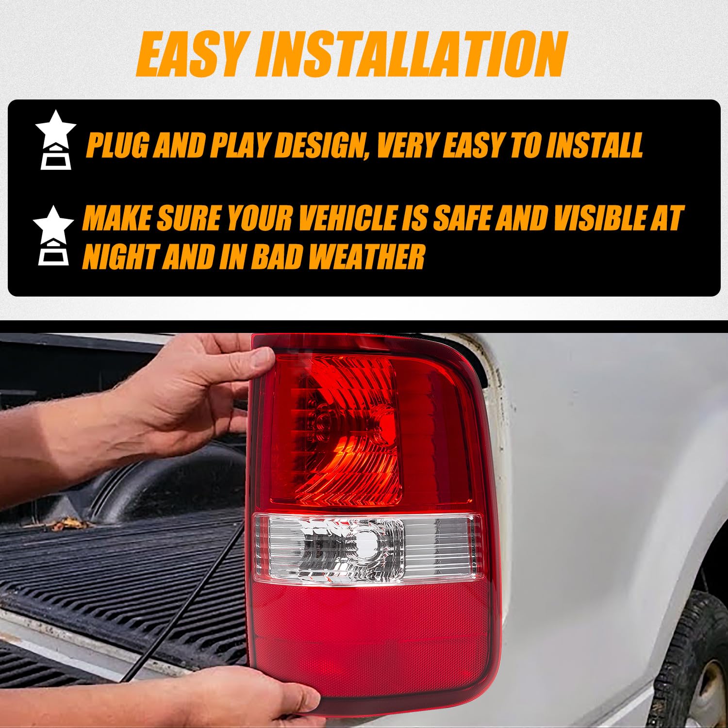 Tail Light Assembly Compatible with 2004 2005 2006 2007 2008 Ford F150 F-150 Replace FO2800182, FO2801182, 5L3Z-13405-CA, 5L3Z-1