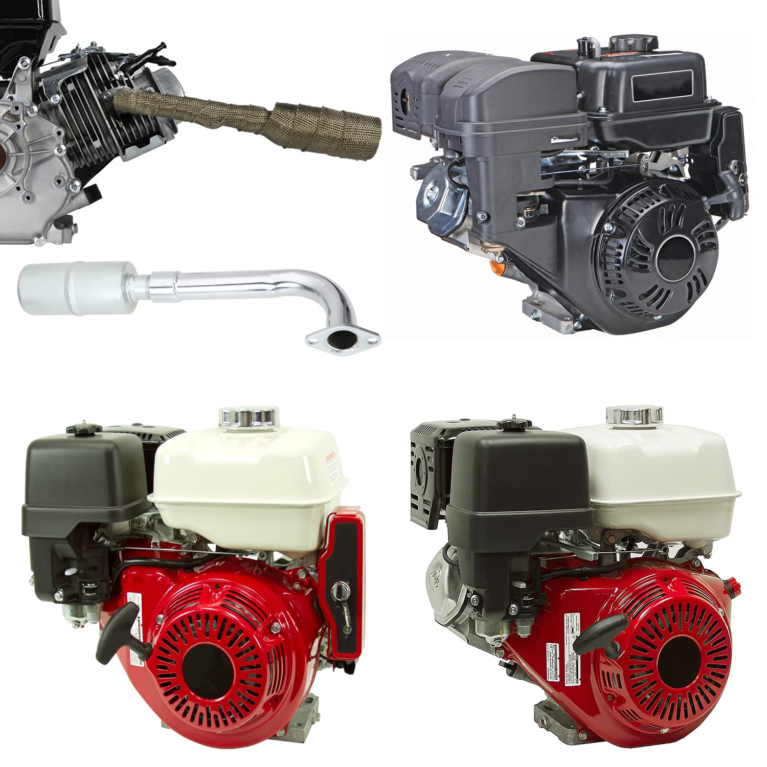 YOXUFA 420cc Exhaust Pipe Header Muffler with Heat Shield Tape for Predator 301cc 8hp GX240 270 390 Mini Bike Go Kart Golf Cart