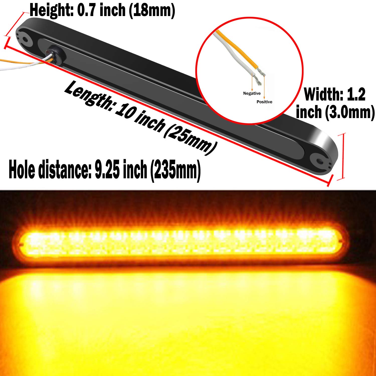2 Pack 10'' 15 Led Trailer Identification Light 9 To 30-Volt, Led Turn Signal Stop Tail Lights Bar Strip Truck Rear Marker Light