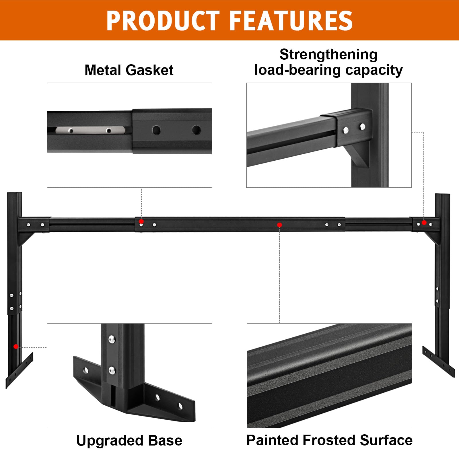 CIRONBOW Universal Aluminum Roof Ladder Racks, Cargo Box Trailer Ladder Rack with 2 Straps, Adjustable Length 6FT-8.2FT, 2 Bars