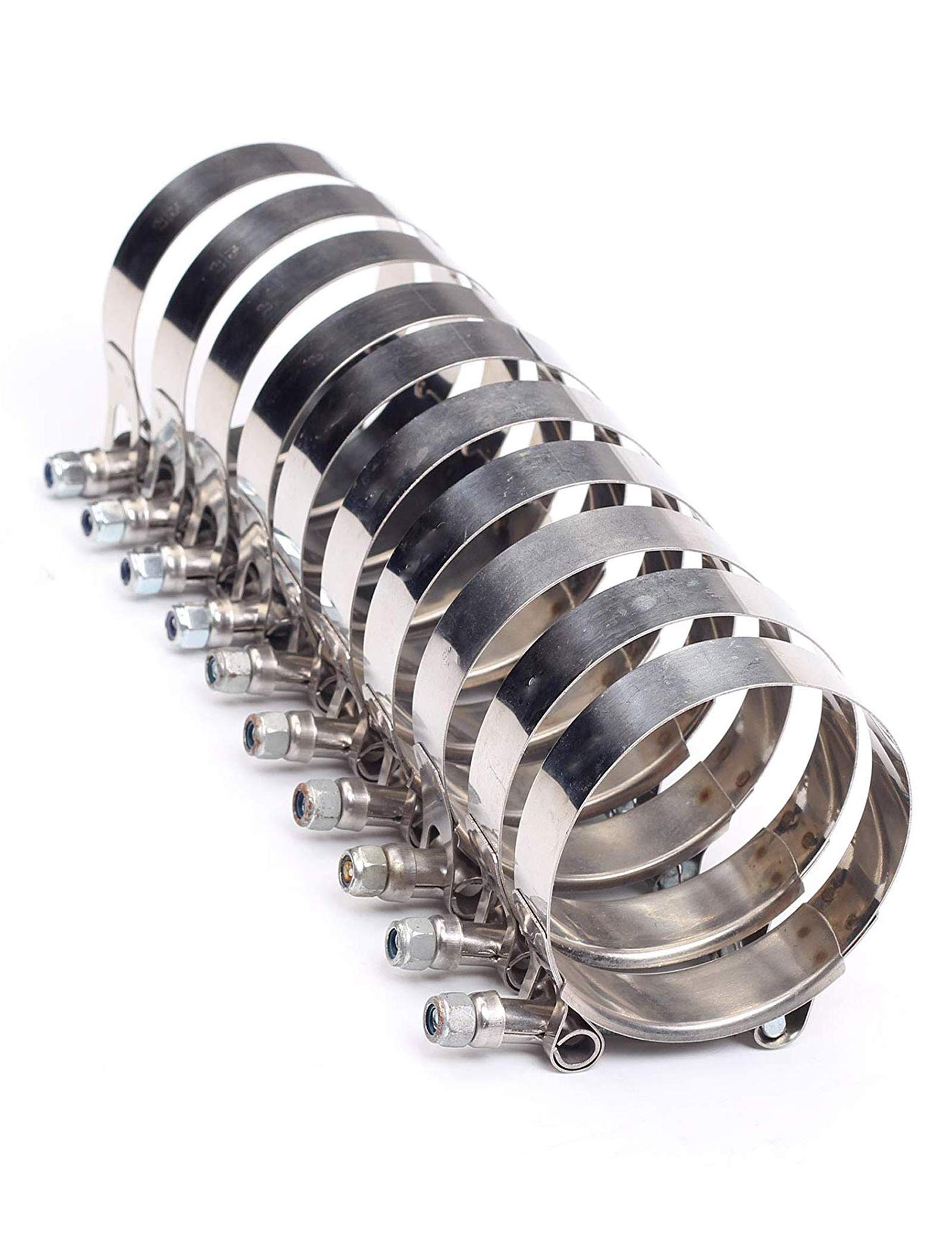 10X 2 Inch 57mm - 65mm Stainless Steel T-Bolt Clamps Turbo Intake Intercooler Clamp (10Pcs 2 inch)