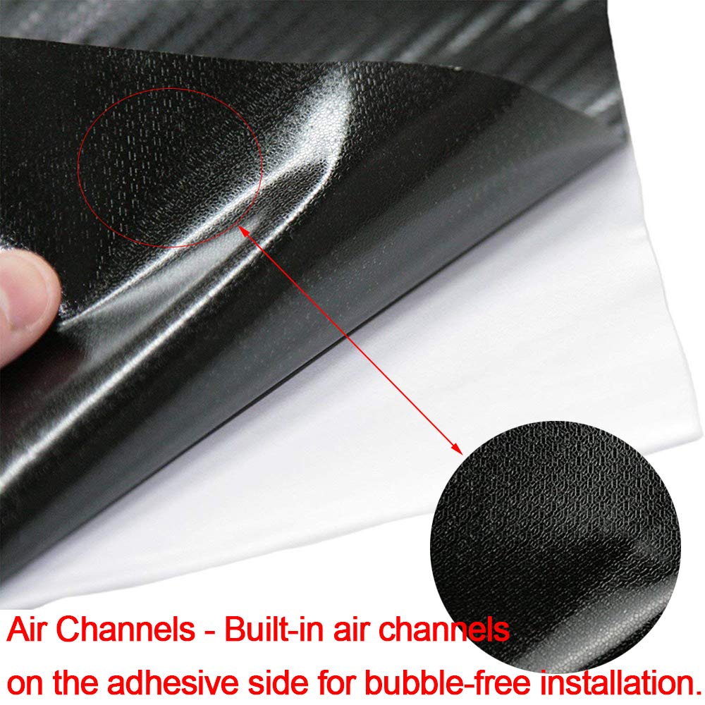 Lzlrun 3D Black Carbon Fiber Vinyl Wrap Roll With Air Release - Outdoor Rated For Automotive Use - 4Ft X 10Ft