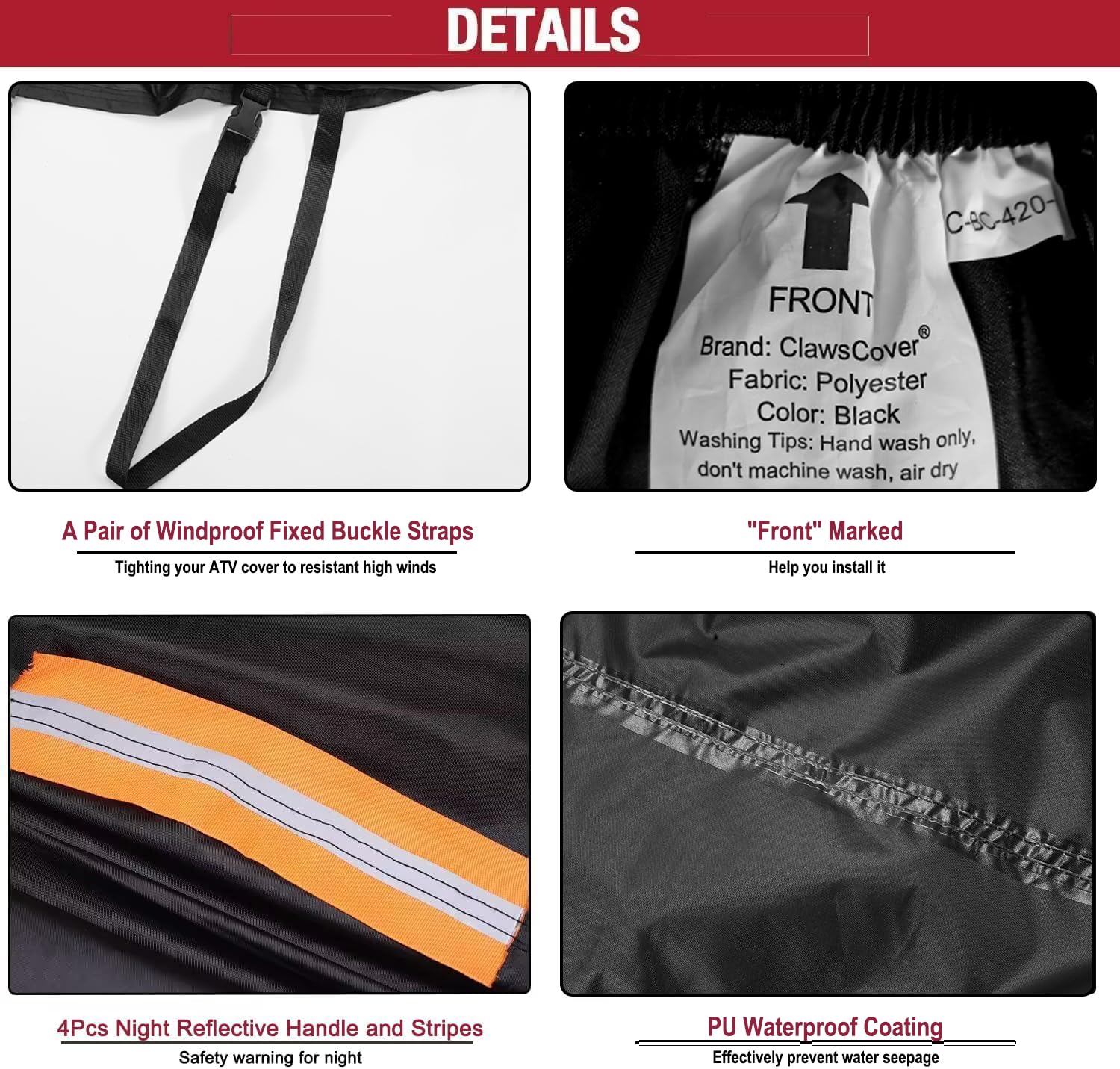 Motorcycle Covers Waterproof Outdoor Heavy Duty All Weather Protection Bike Cover With 7 Reflective Strip,Lock Holes,Air Vents,3