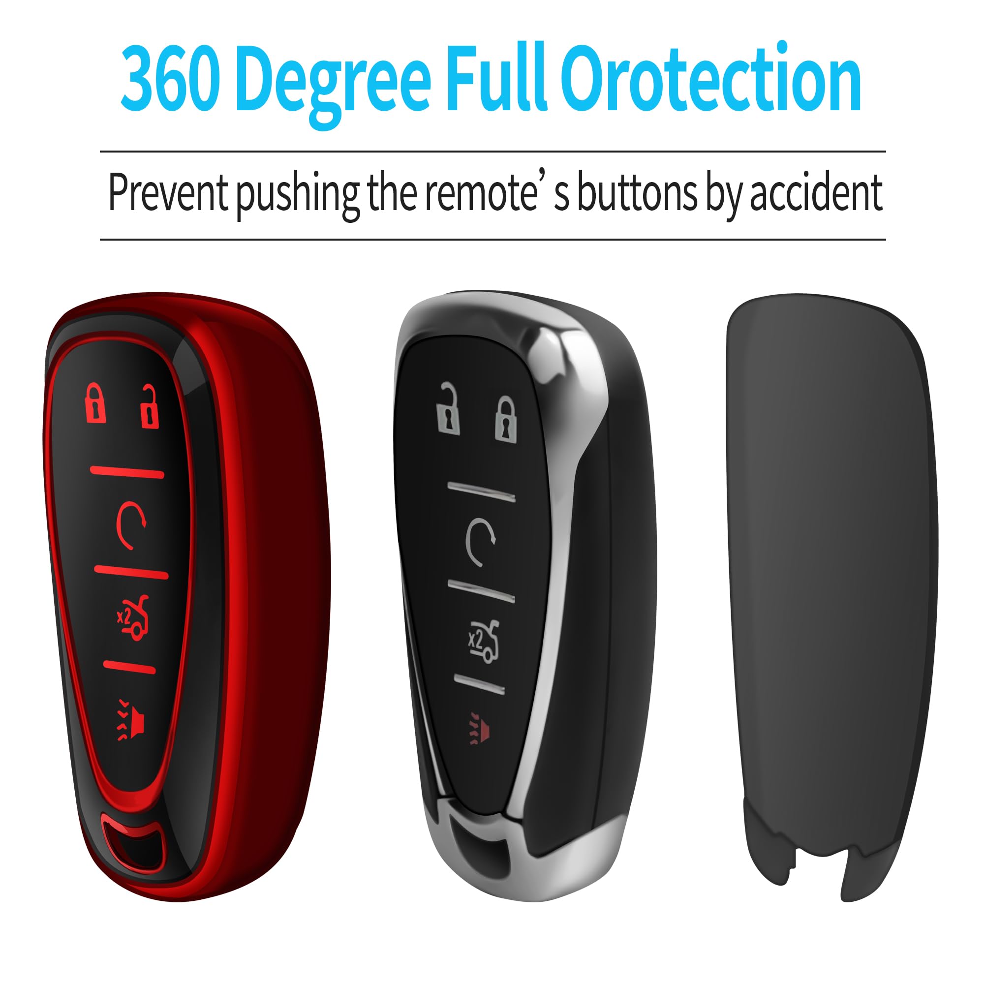 Tukellen For Chevrolet Key Fob Cover Special Soft Tpu Key Case Key Shell Compatible With 2016-2024 Chevy Blazer Bolt Ev Camaro C