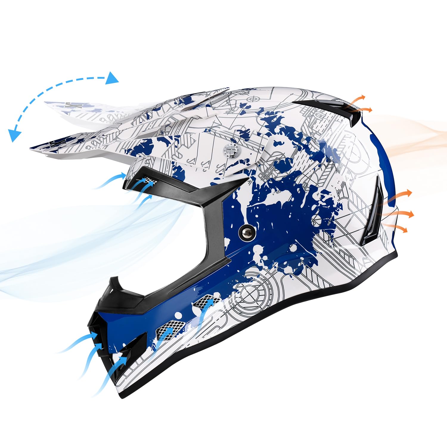 Glx Gx623 Youth Atv/Dirt Bike Helmet Combo - Modern, Medium - Dot