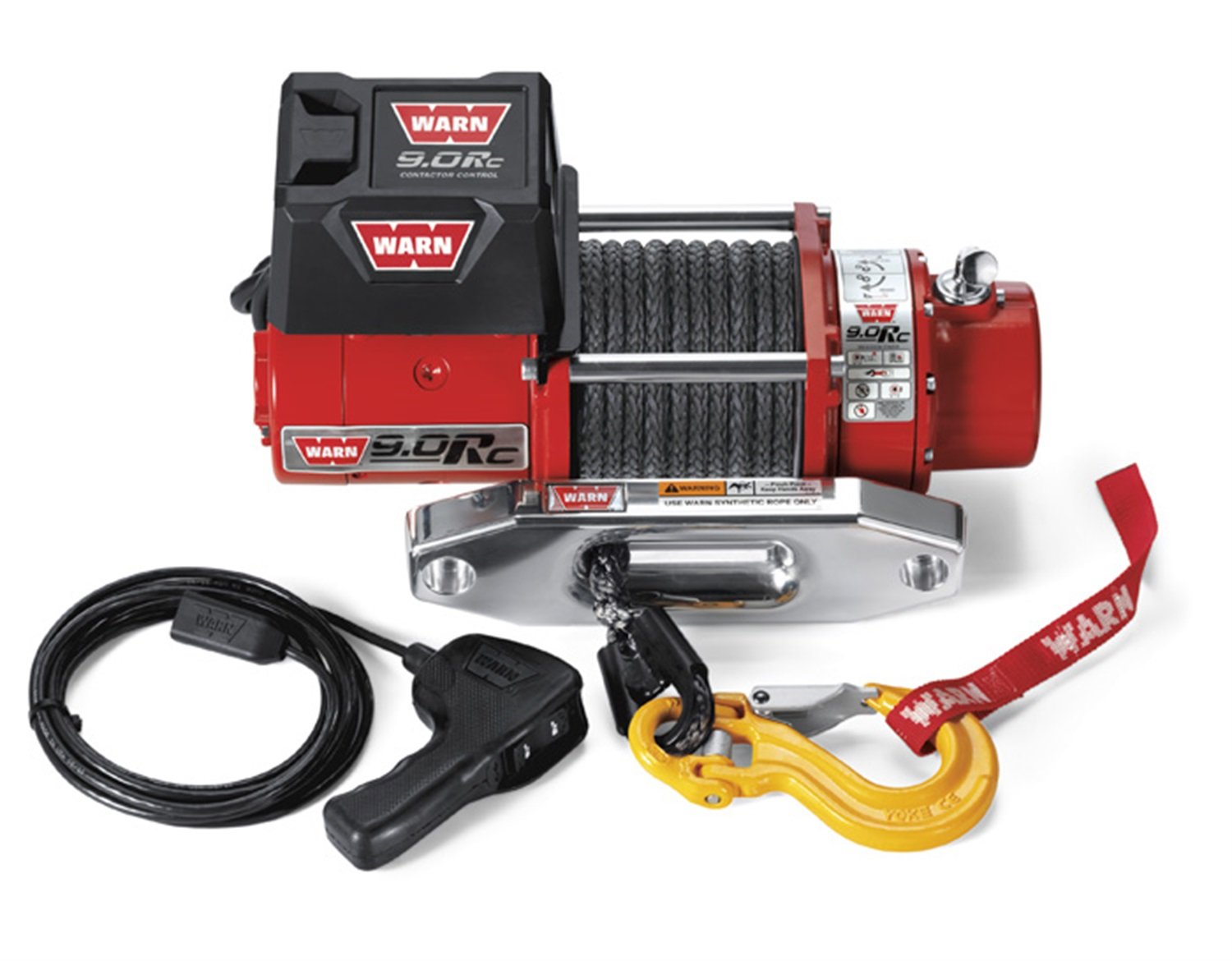WARN 71550 9.0Rc Series Rock Crawler Electric 12V Winch with Synthetic Cable Rope: 3/8 Diameter x 50 Length, 4.5 Ton (9,000 lb)