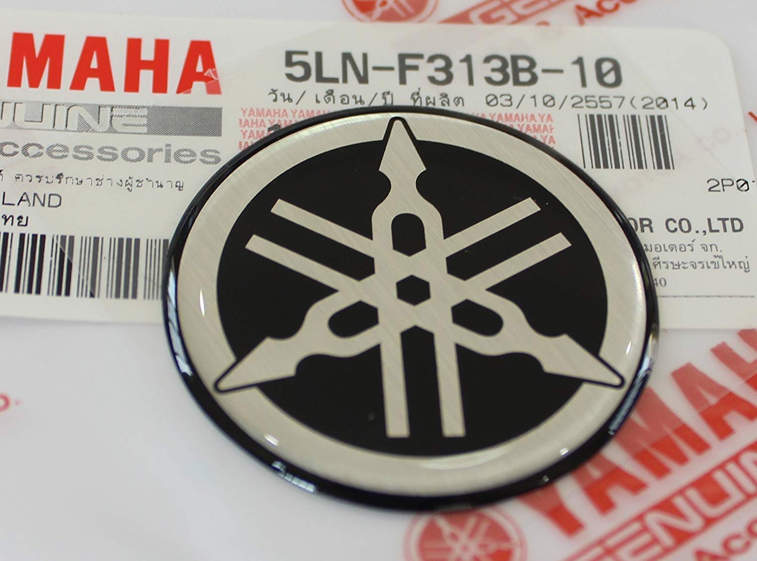 Yamaha 5Ln-F313B-10 - Genuine 40Mm Diameter Yamaha Tuning Fork Decal Sticker Emblem Logo Black/Silver Raised Domed Gel Resin Self Adhesive Motorcycle/Jet Ski/Atv/Snowmobile