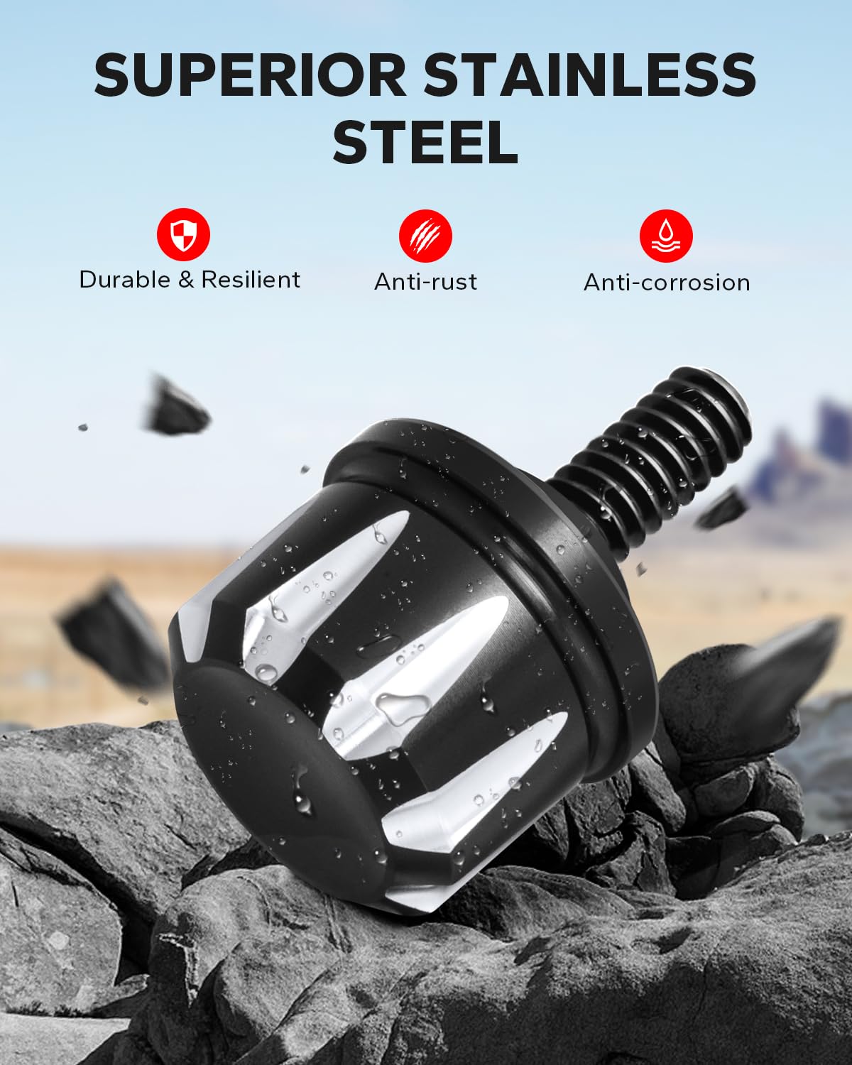 Amazicha Black Knurled Stainless Steel Screw Seat Bolt With Knob Cover Tab Compatible For Harley Davidson Touring 1996-2024