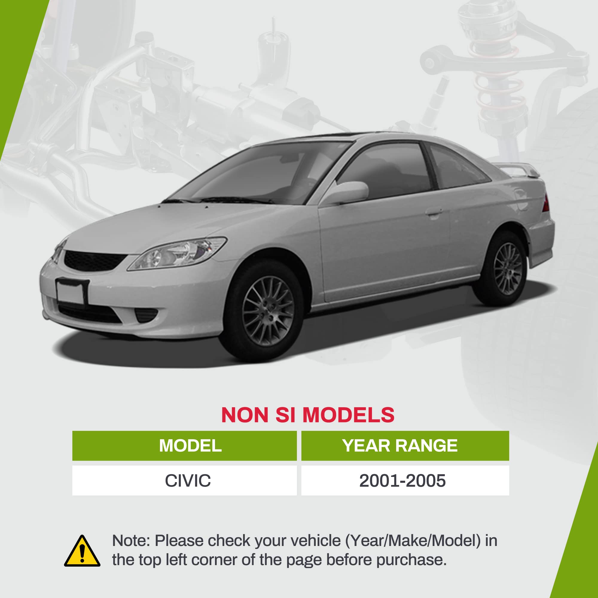 Autosaver88 Front Supension Kit Compatible With 2001-2005 Civic(Non-Si)/Acura El -W/Control Arm, Ball Joint, Sway Bar Link, Tie