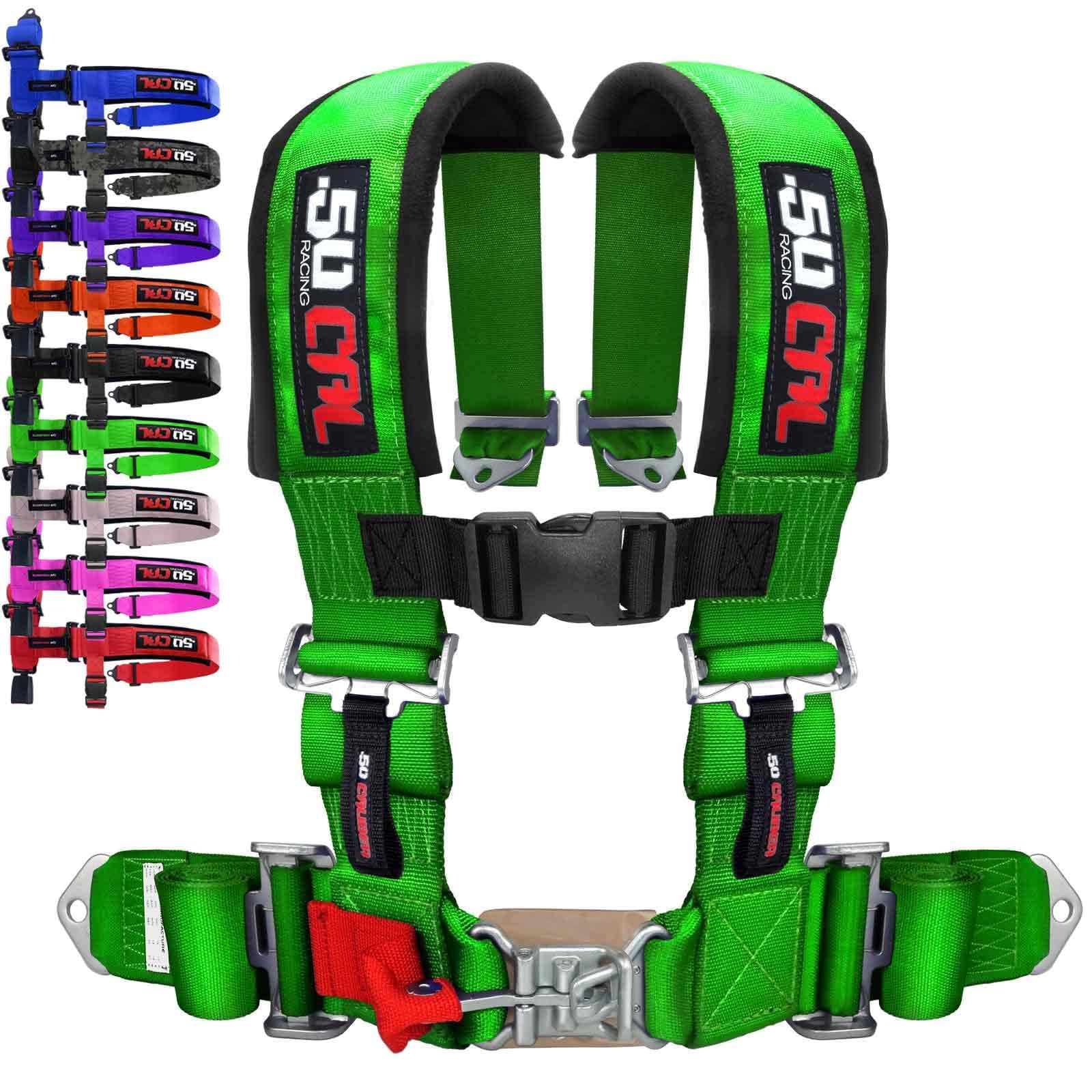 Green 4 point harness for bucket seat with quick latch release, 9 colors to choose from, racing harness 4 point race car UTV RZR