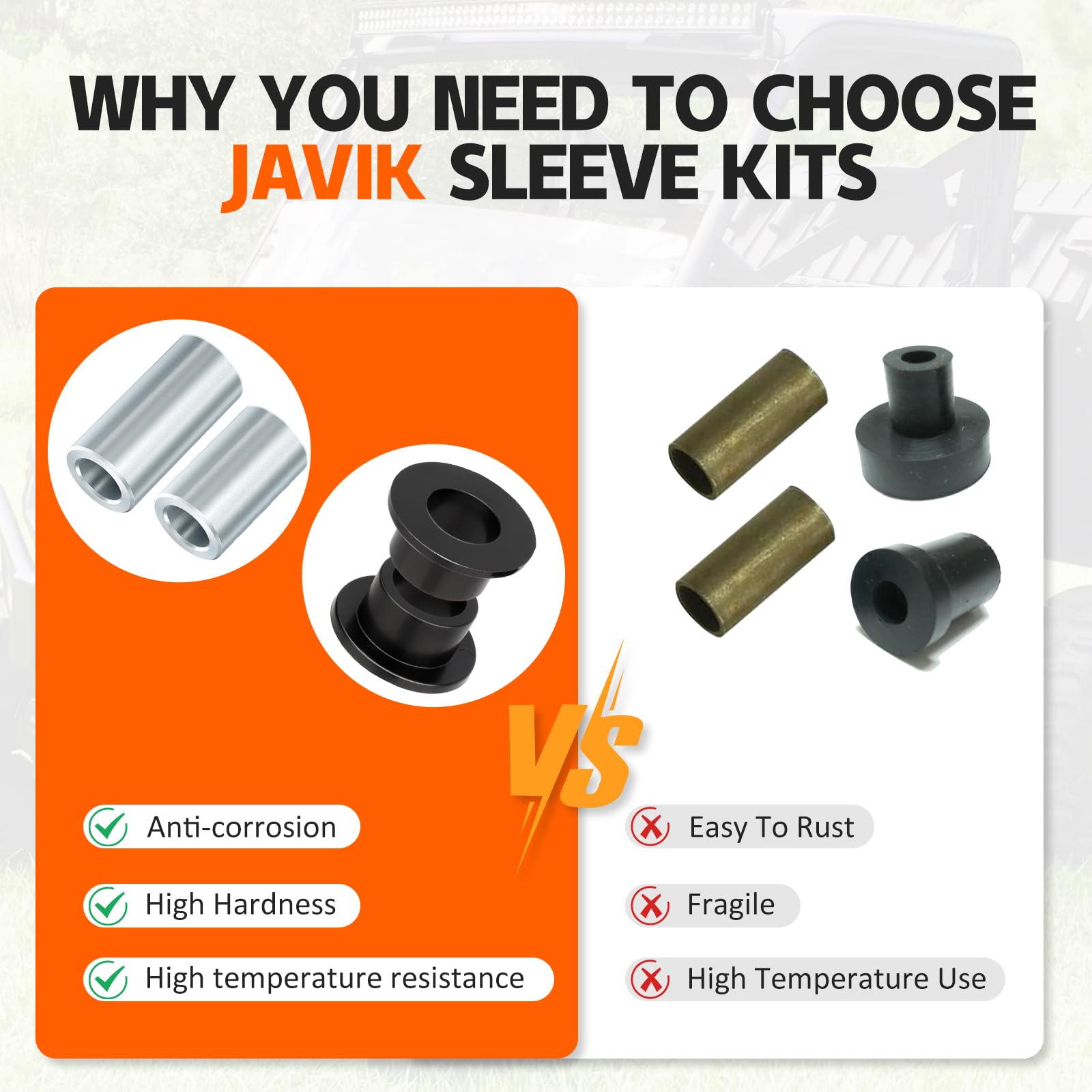 Front Shock Bushing Sleeve Kit For Polaris Ranger 1000 900 800 700 570 500 Diesel Brutus Pro Xd