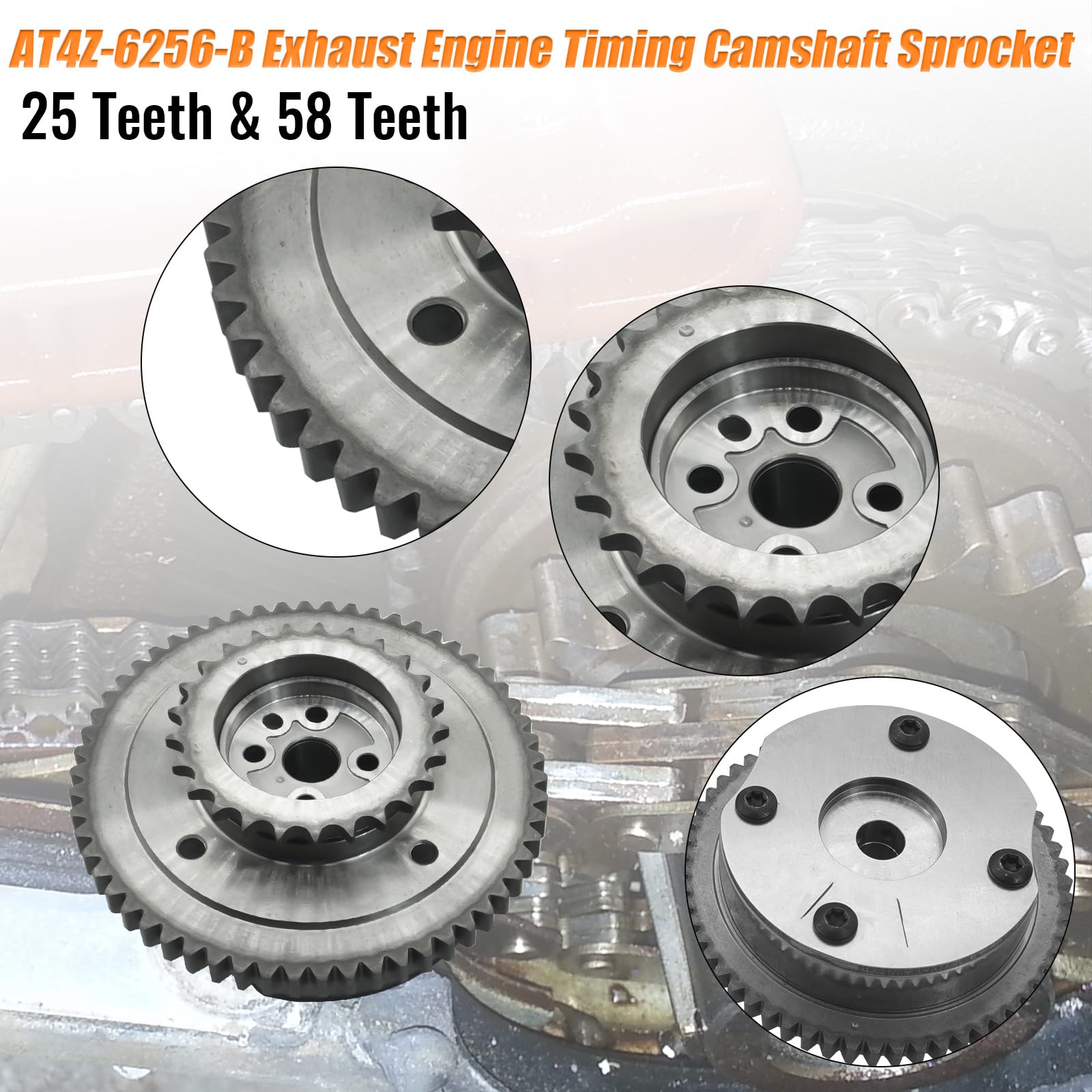 4PCS Intake & Exhaust VVT Cam Phaser Timing Camshaft Sprocket Fit for Expedition Mustang Explorer Taurus, Lincoln Navigator F150