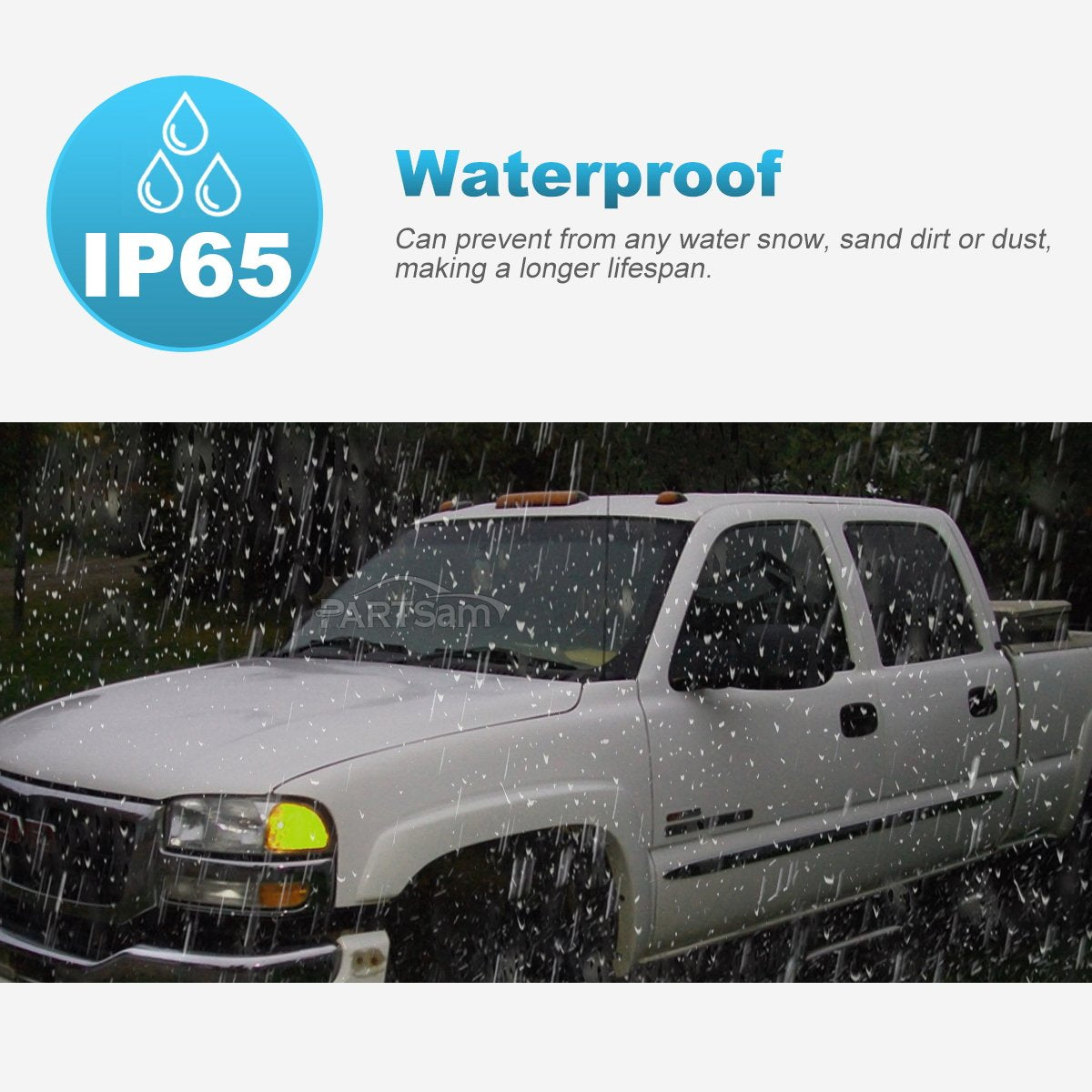 Partsam 3Pcs Amber Cab Marker Roof Running Light Cover + Base W/Wire Harness Compatible With Silverado/Sierra 1500 1500Hd 2500 2