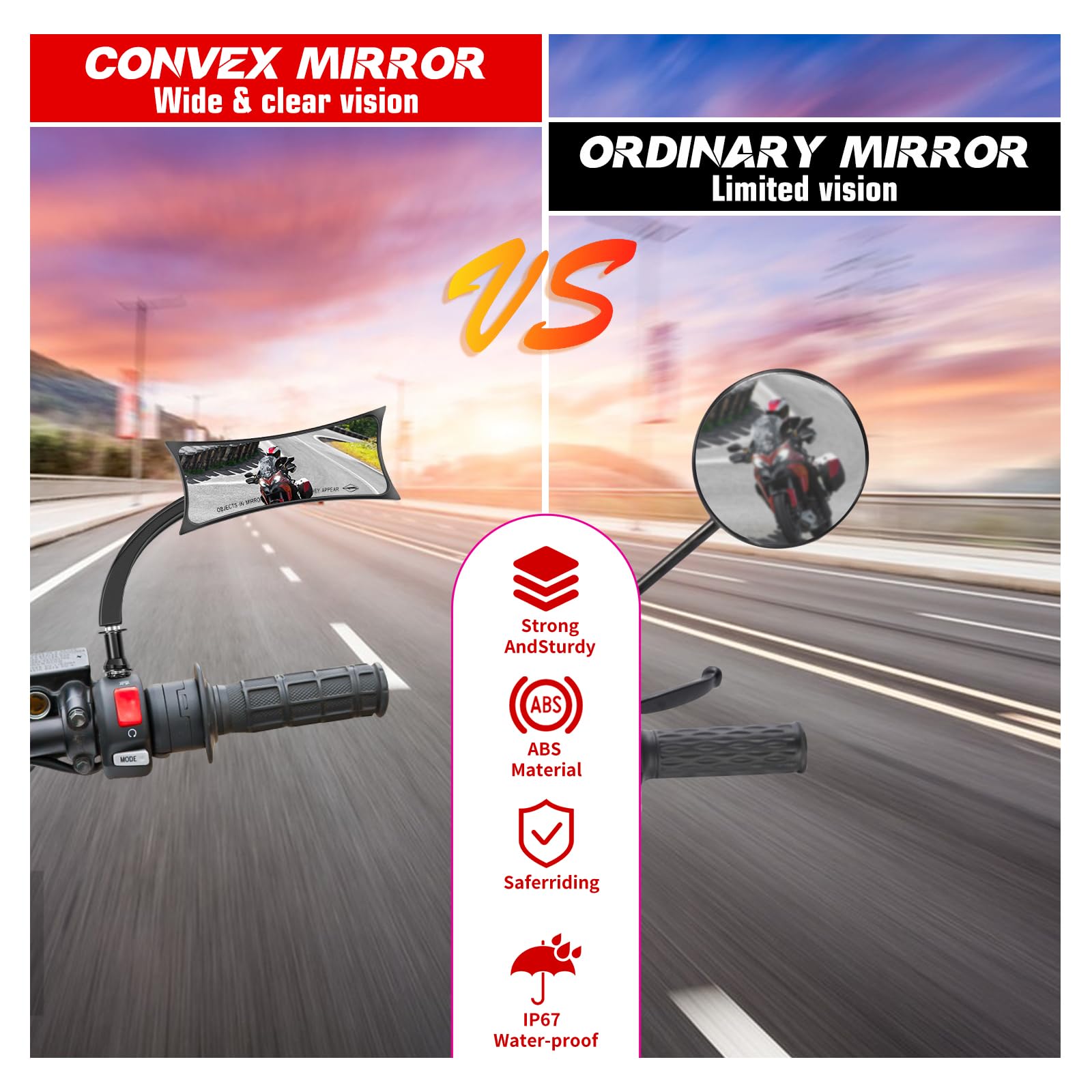 Black Sportster Mirrors For Harley Road King Street Electra Glide Road Glide Dyna Softail Rearview 1982-2018 2019 2020 (Black#4)