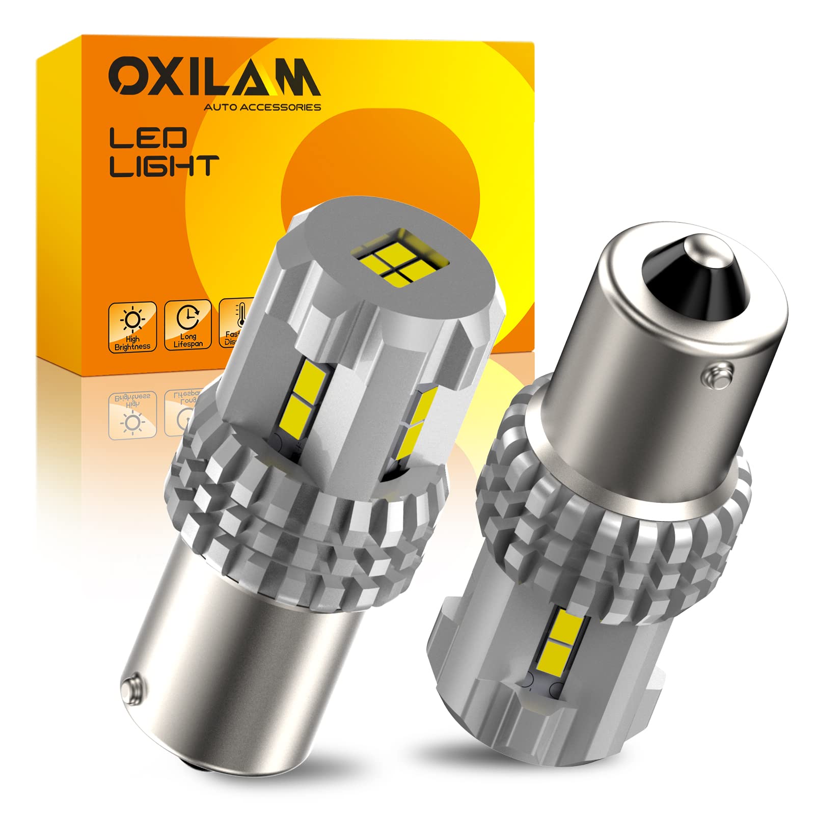 Oxilam Upgraded 1156 Led Bulbs Reverse Light, 6000K White 400% Brightness 3000 Lumens, Ba15S 7506 1003 1141 P21W Led Bulb Used F