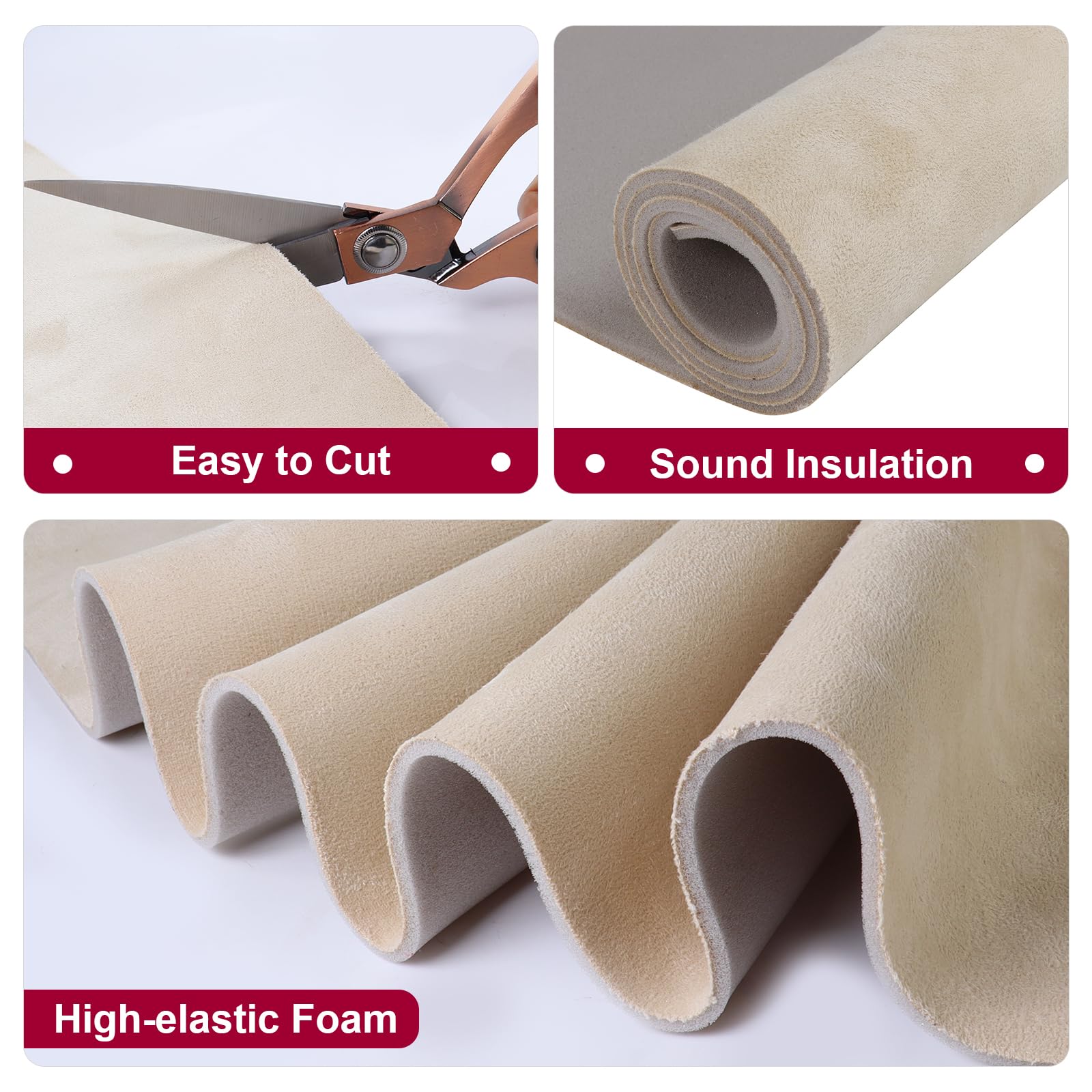 Car Elements Suede Headliner Fabric 60'' W  120'' L With Foam Backing Auto Suede Headliner Material Car Roof Upholstery Fabric F