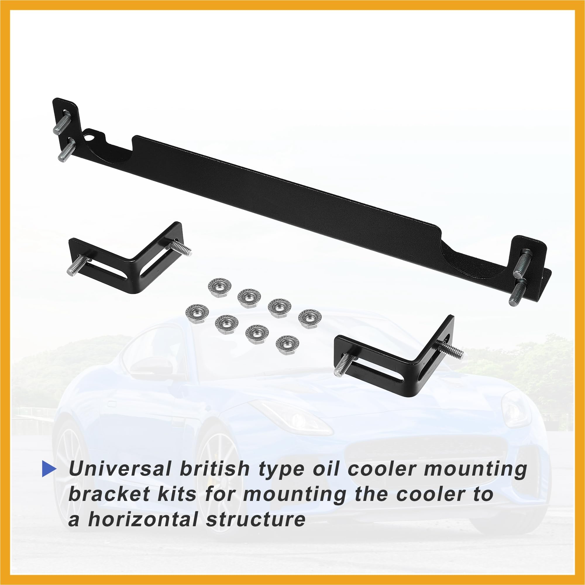 Partuto Universal Oil Cooler Mounting Bracket Kit 330mm Aluminum Alloy Engine Oil Cooler Radiator Adapter Kit Oil Cooler Bracket