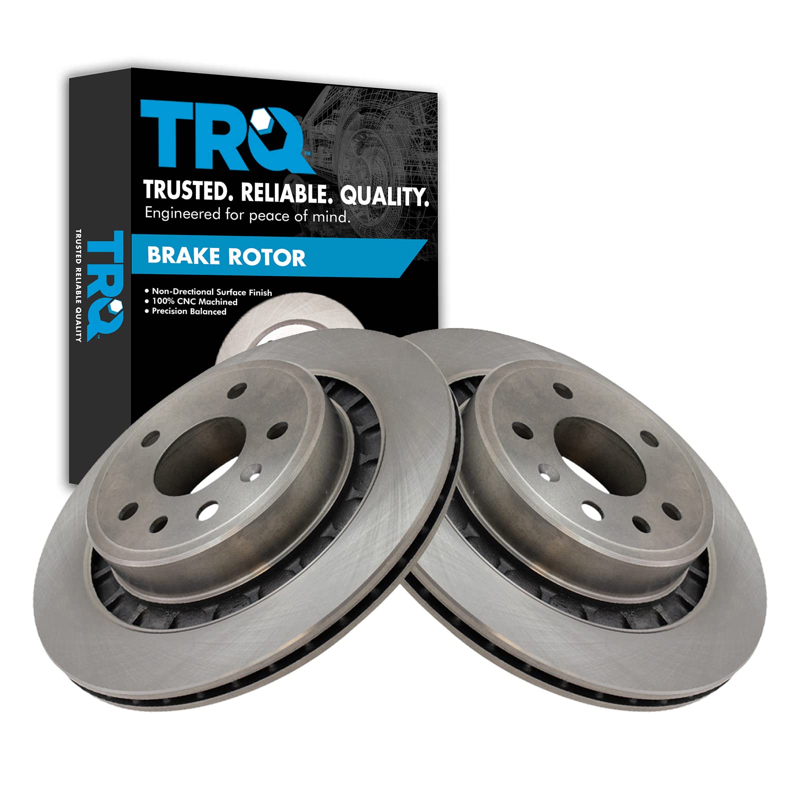 Trq Rear Brake Rotors Set Vented Compatible With 2002-2009 Saab 9-5